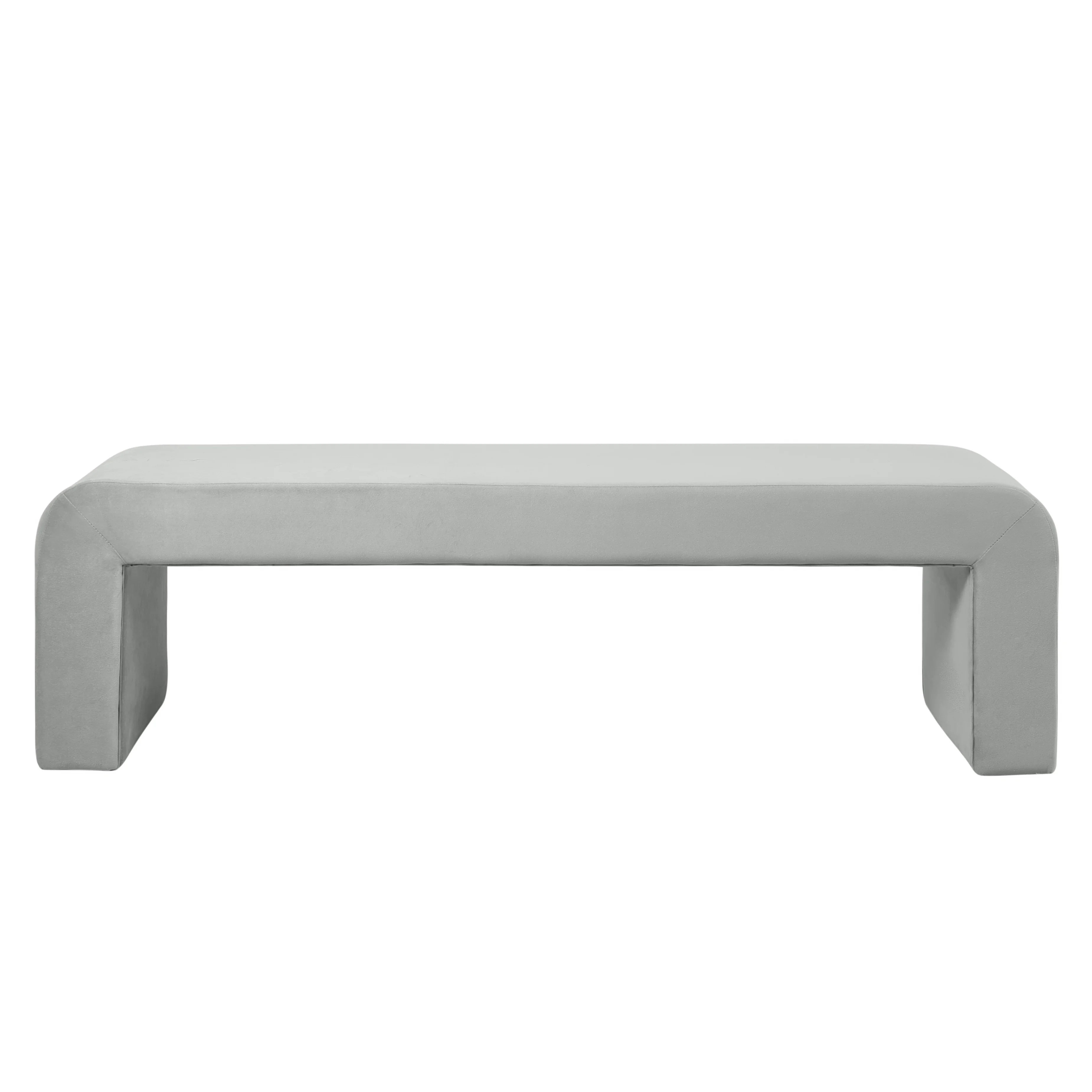 Vint Collection Modern 63" Bench In Light Grey Velvet