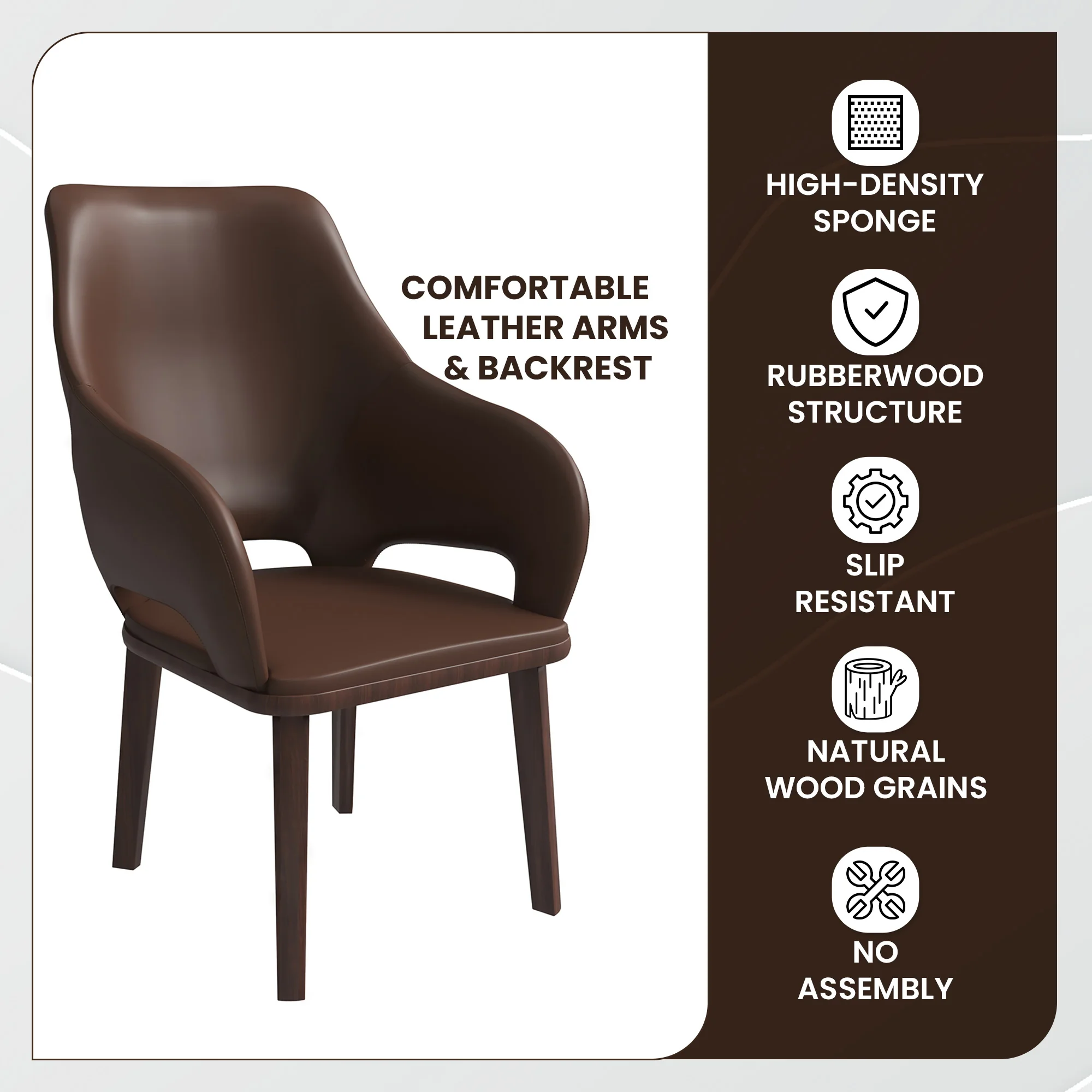 Vivara Collection Modern Dining Chair in Dark Brown