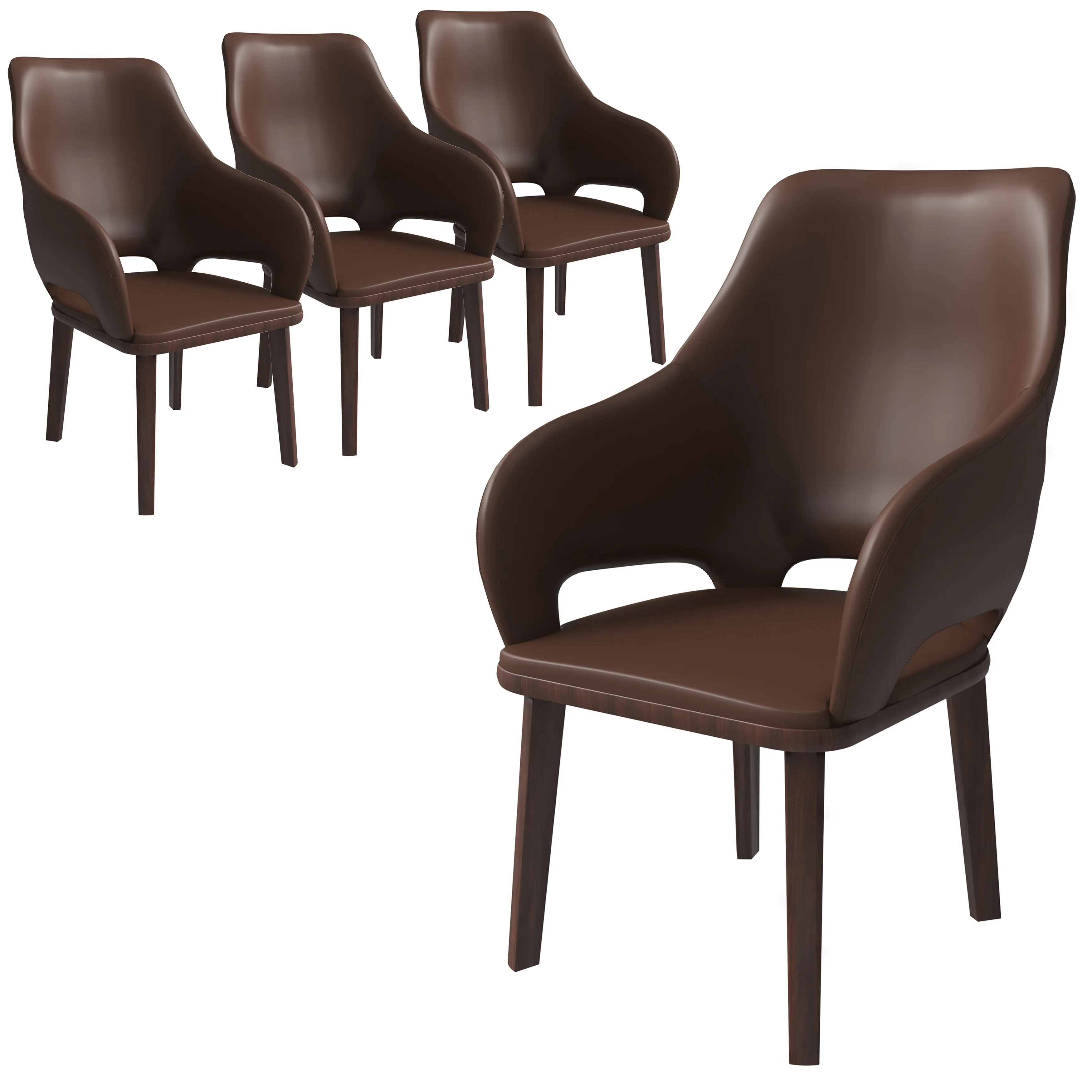 Vivara Collection Modern Dining Chair in Dark Brown Set of 4