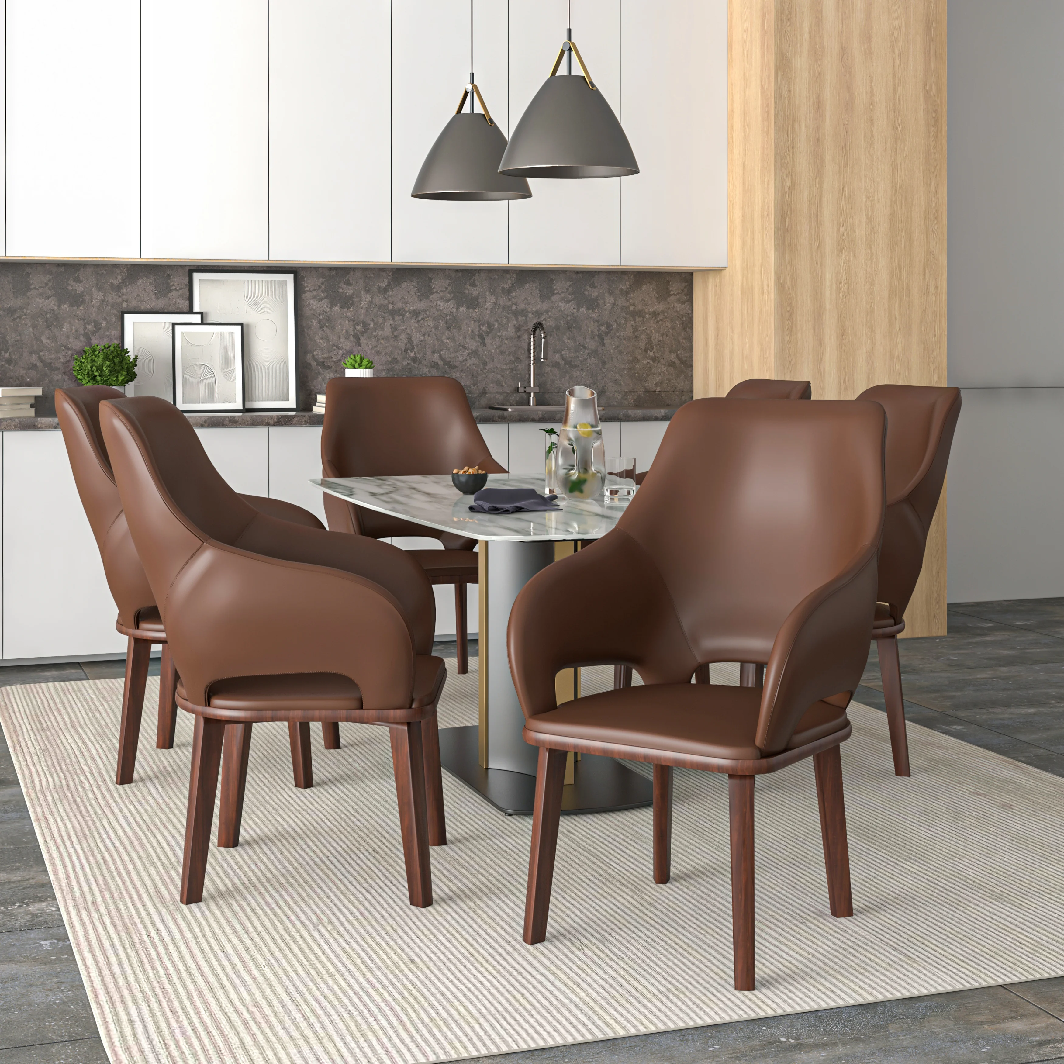 Vivara Collection Modern Dining Chair in Dark Brown Set of 4