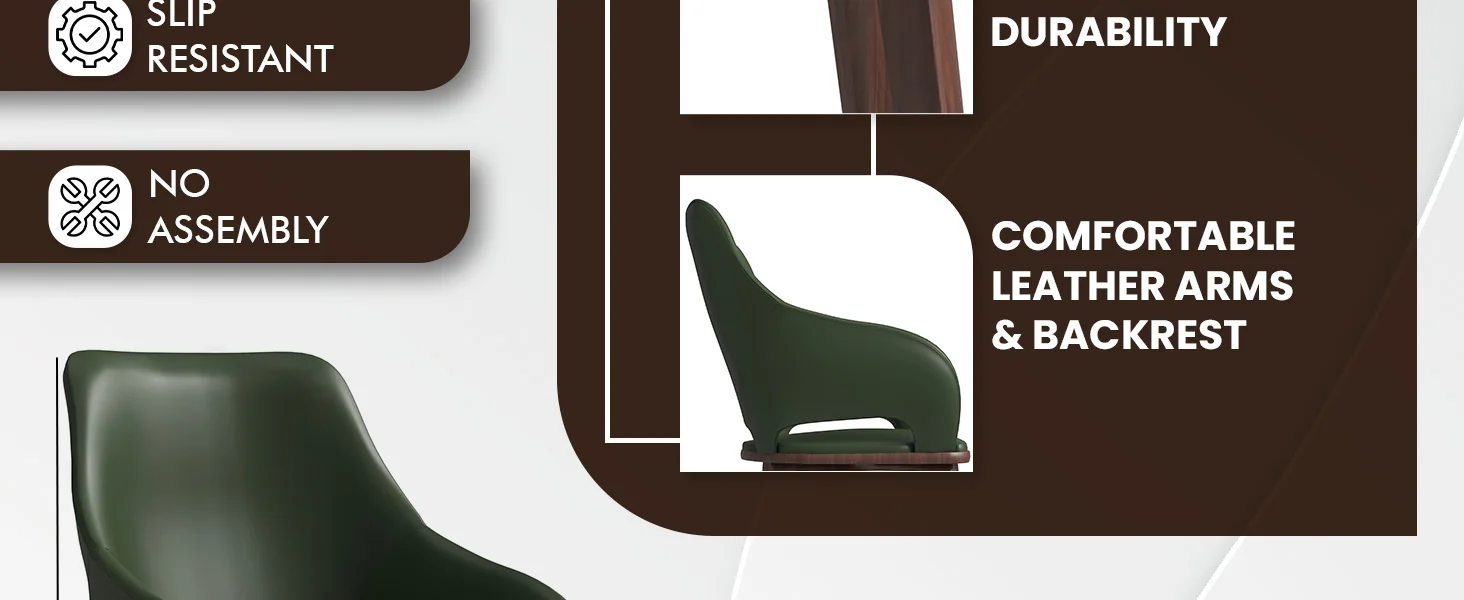 Vivara Collection Modern Dining Chair in Dark Green Set of 2