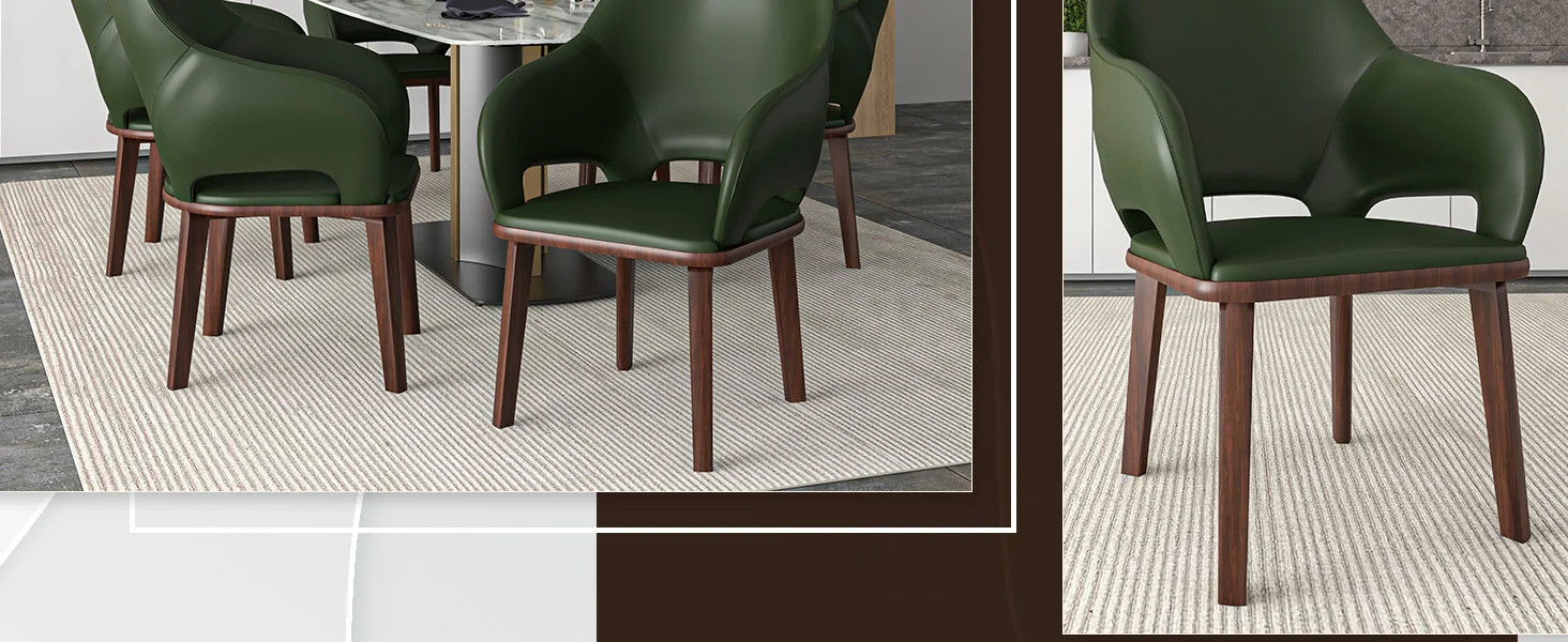 Vivara Collection Modern Dining Chair in Dark Green Set of 2