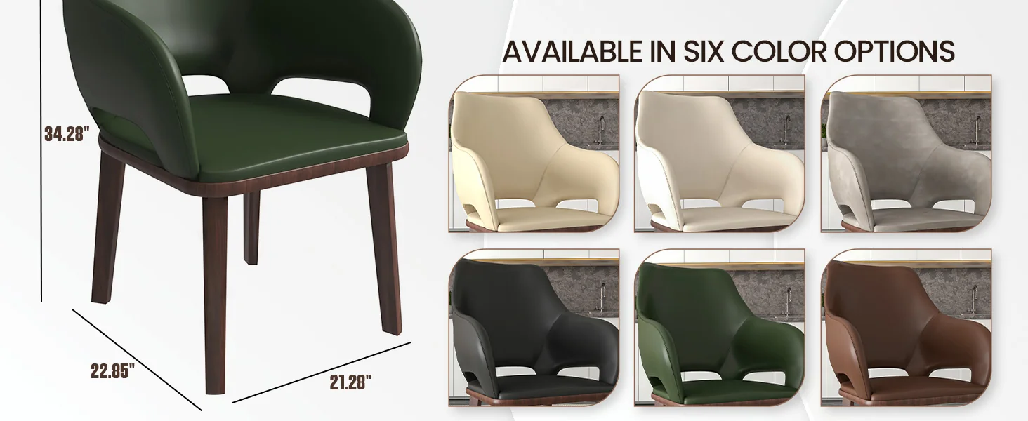 Vivara Collection Modern Dining Chair in Dark Green Set of 2