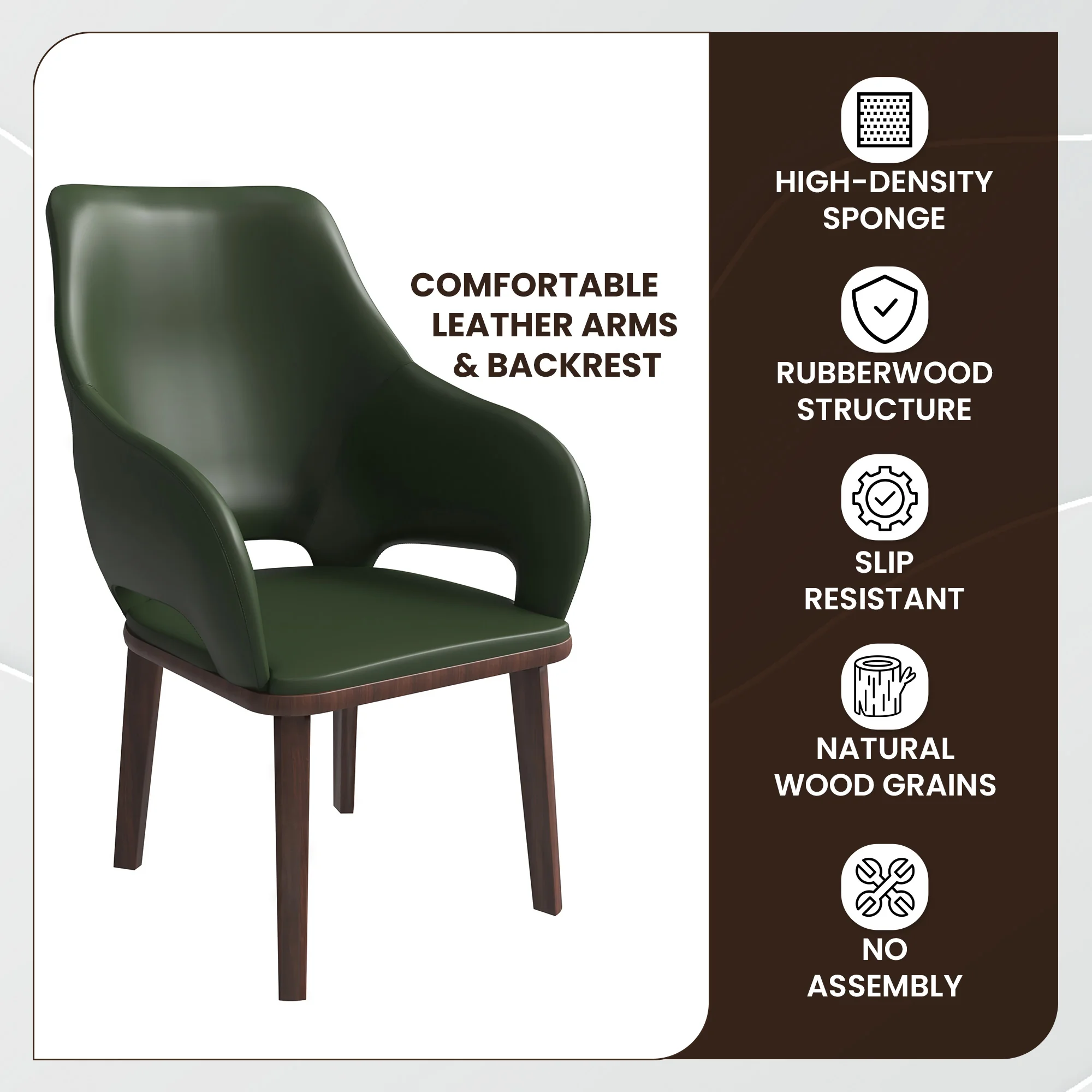 Vivara Collection Modern Dining Chair in Dark Green Set of 2