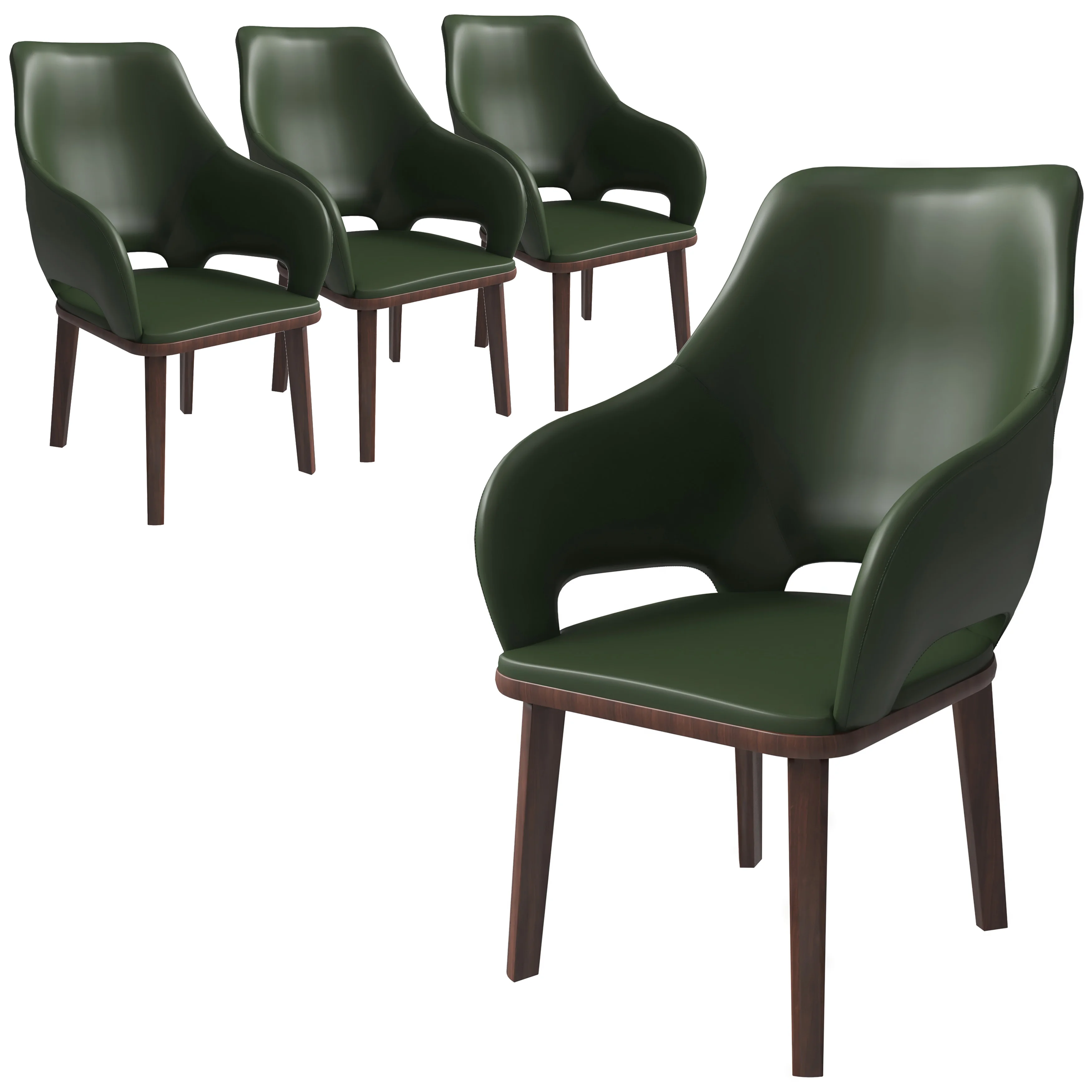 Vivara Collection Modern Dining Chair in Dark Green Set of 4