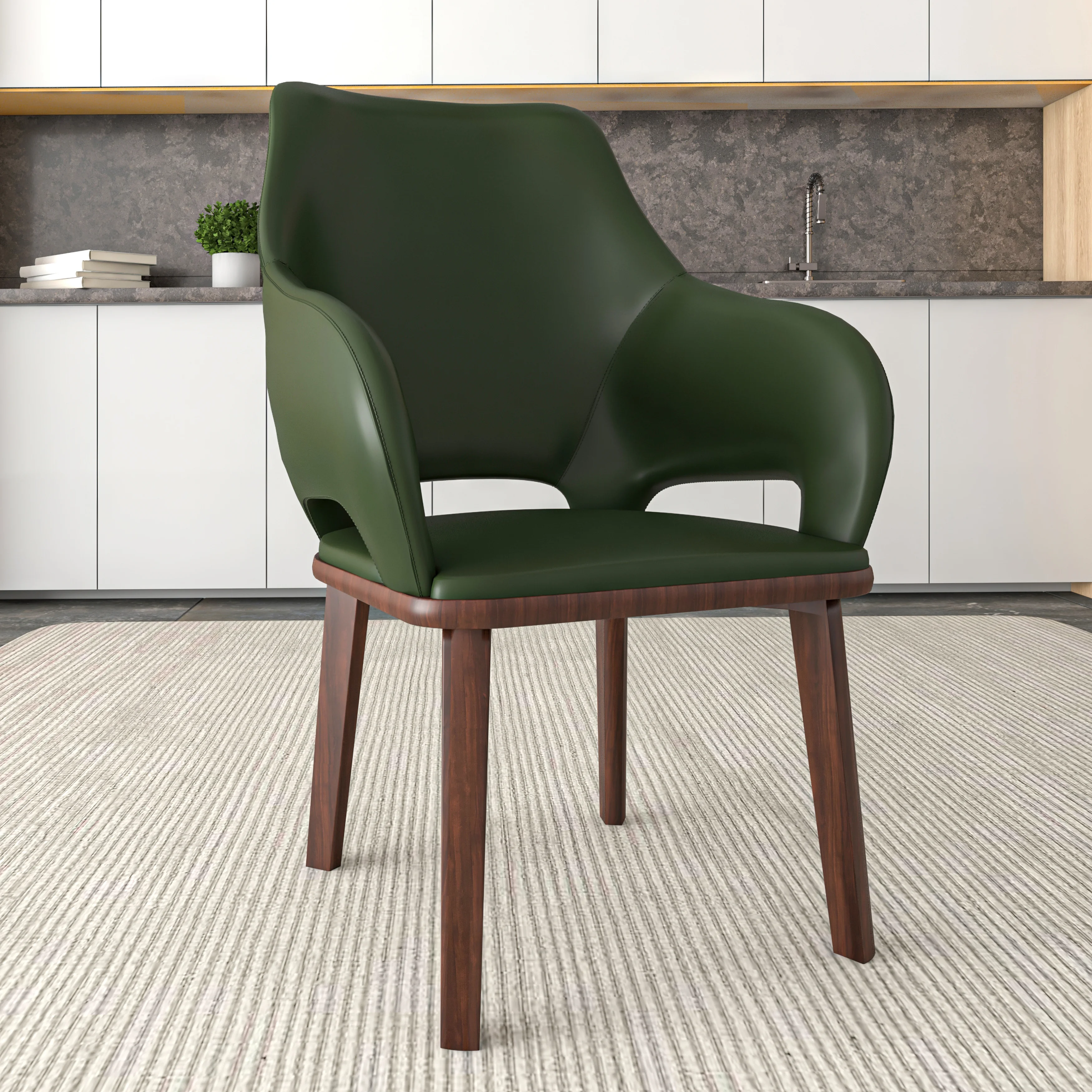 Vivara Collection Modern Dining Chair in Dark Green Set of 4