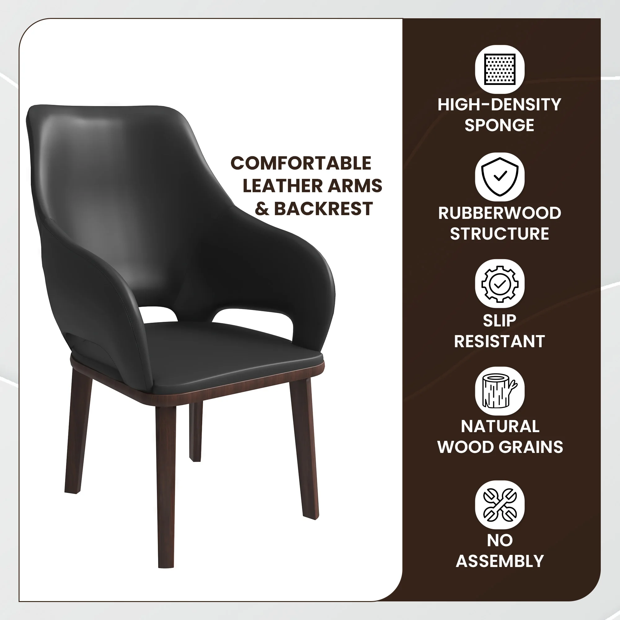 Vivara Collection Modern Dining Chair in Dark Grey