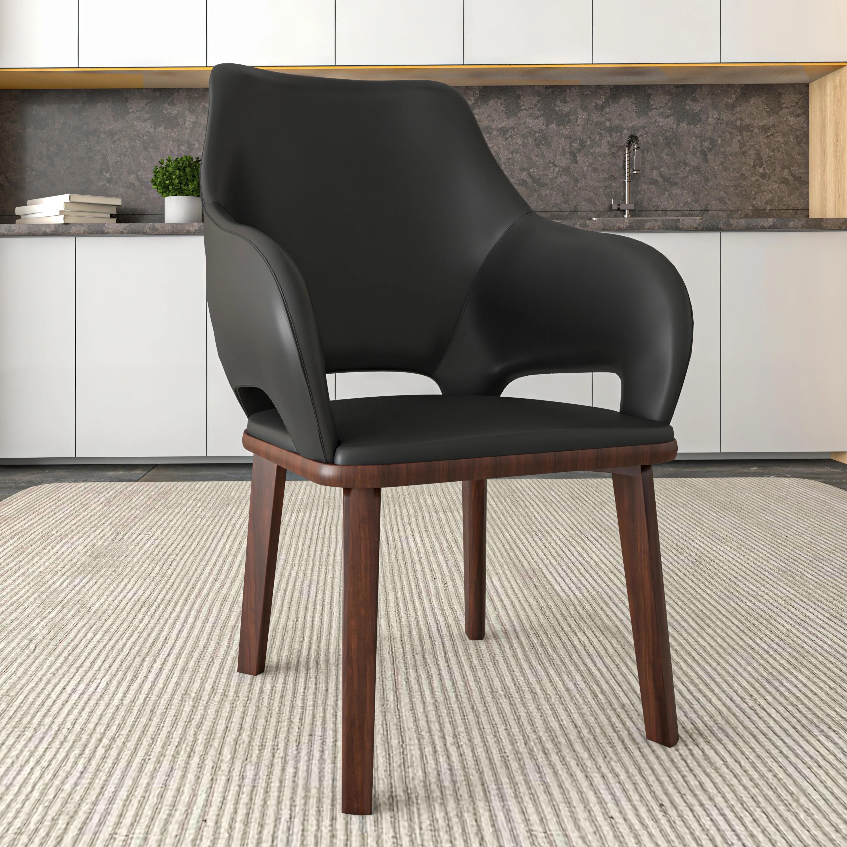 Vivara Collection Modern Dining Chair in Dark Grey Set of 2