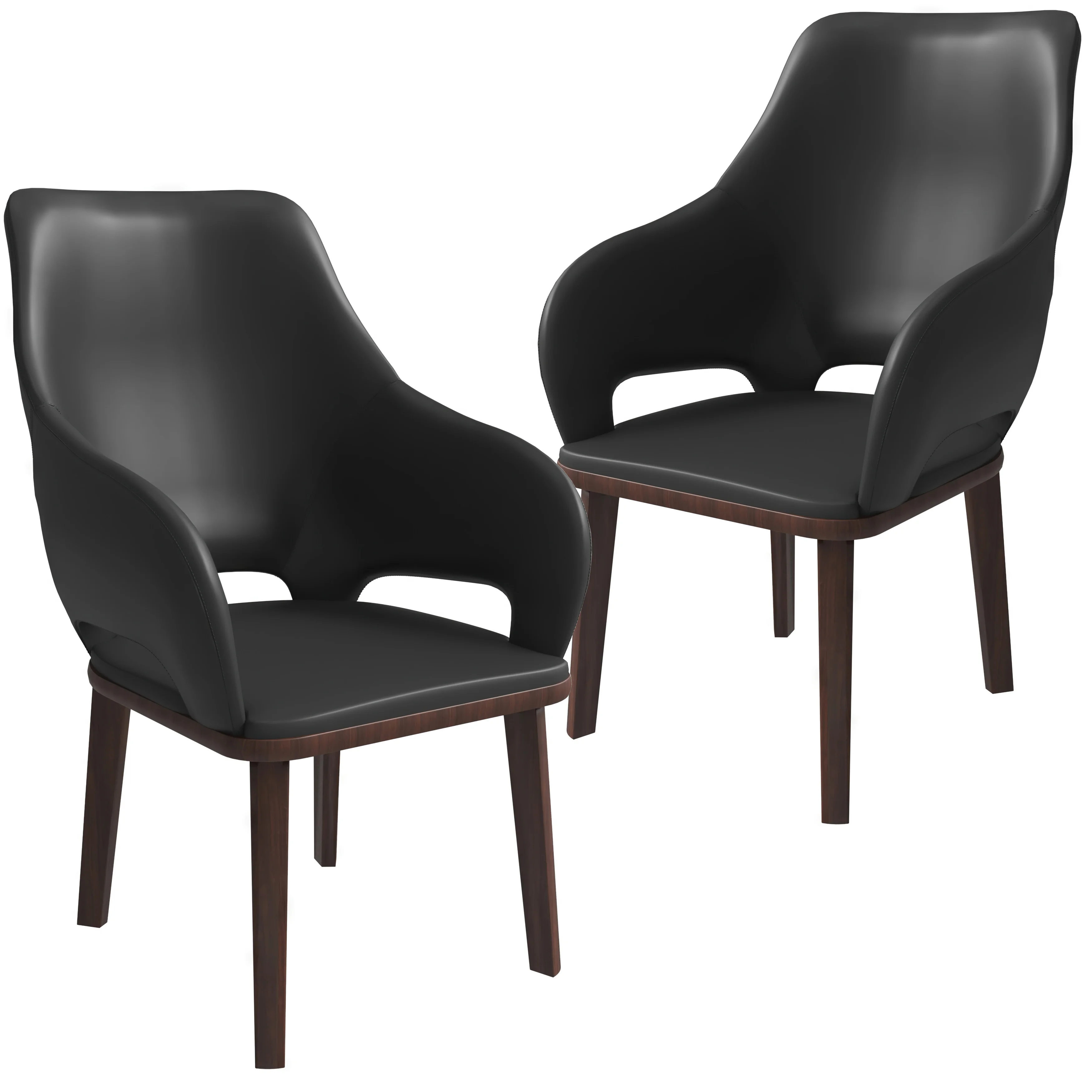 Vivara Collection Modern Dining Chair in Dark Grey Set of 2