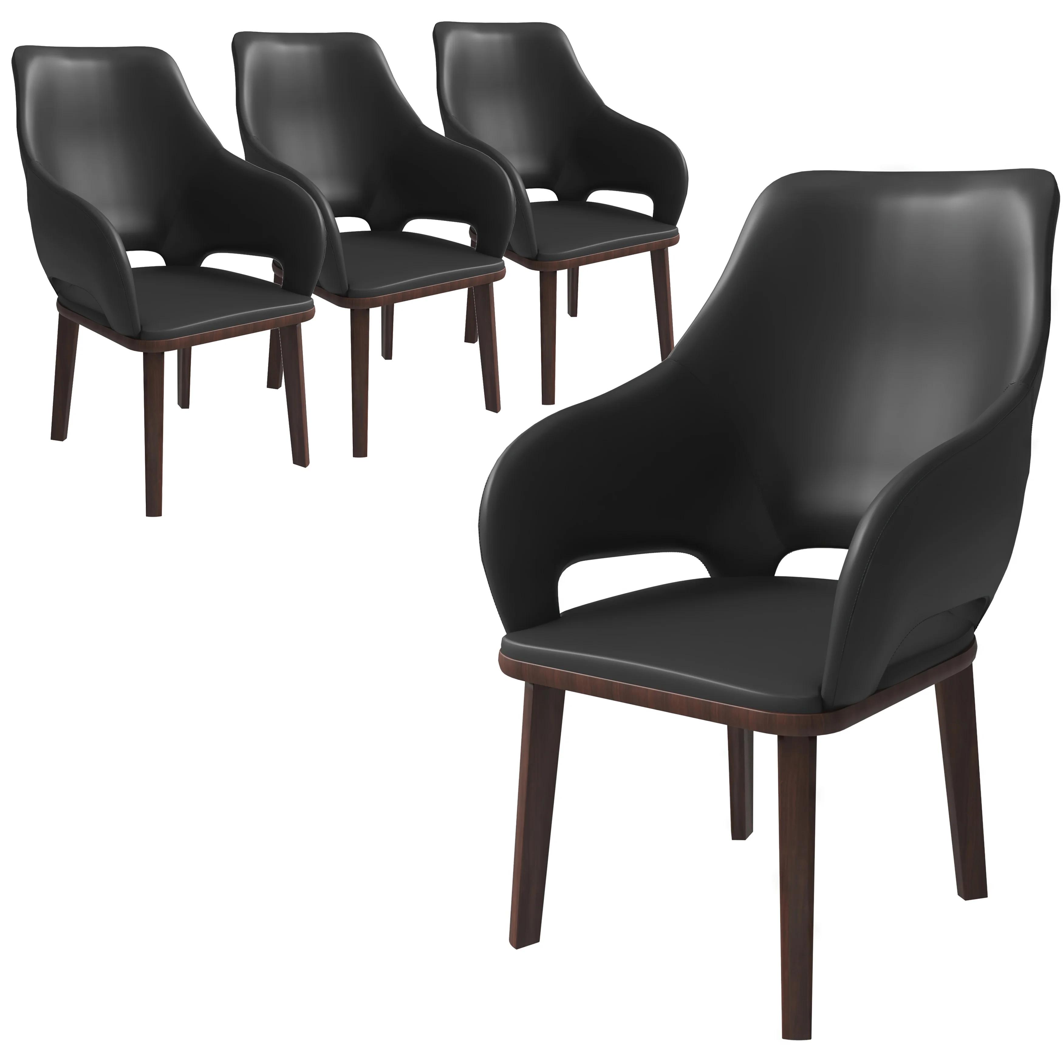 Vivara Collection Modern Dining Chair in Dark Grey Set of 4