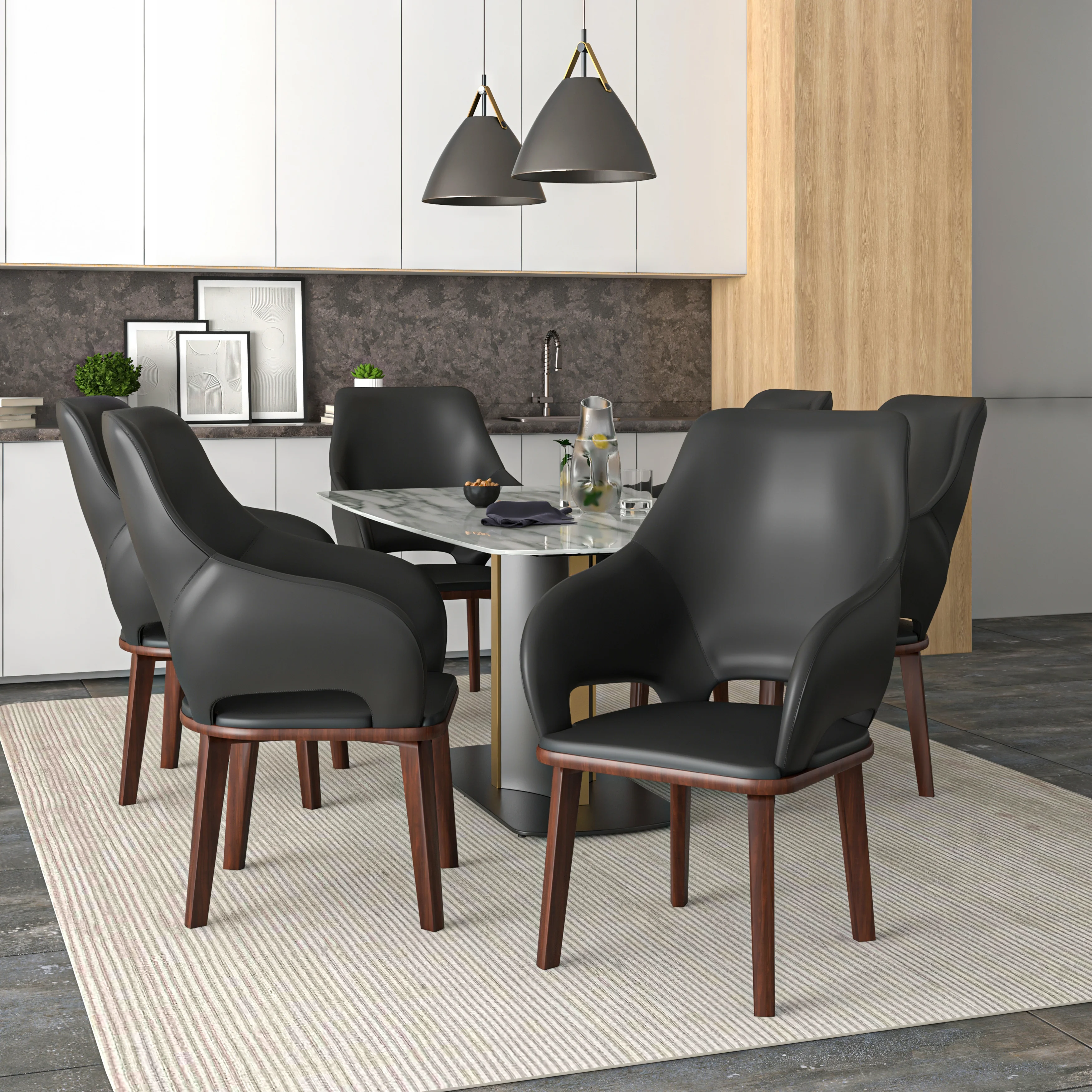 Vivara Collection Modern Dining Chair in Dark Grey Set of 4