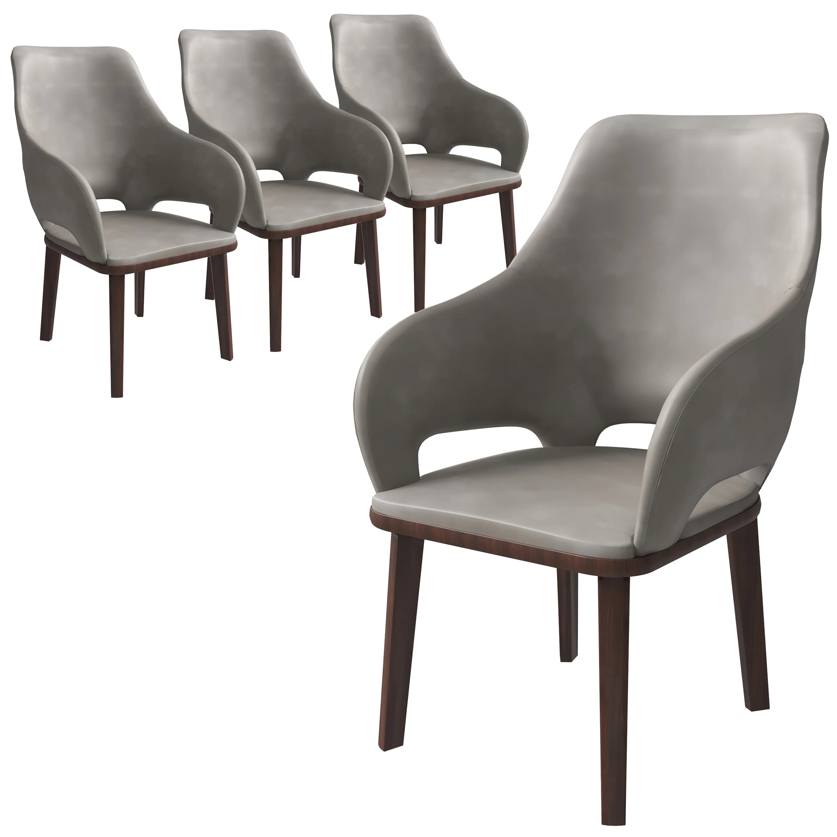 Vivara Collection Modern Dining Chair in Grey Set of 4