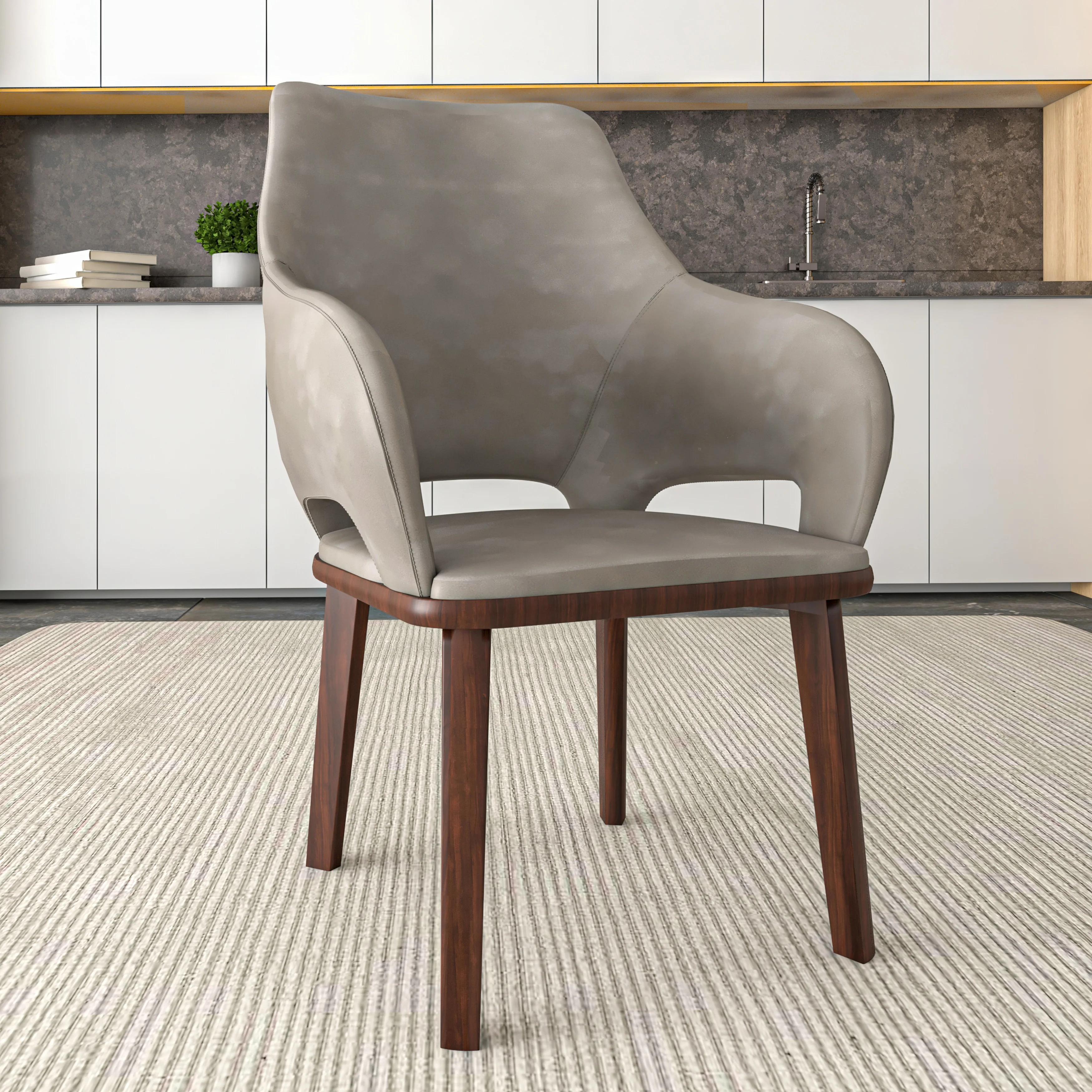 Vivara Collection Modern Dining Chair in Grey Set of 4