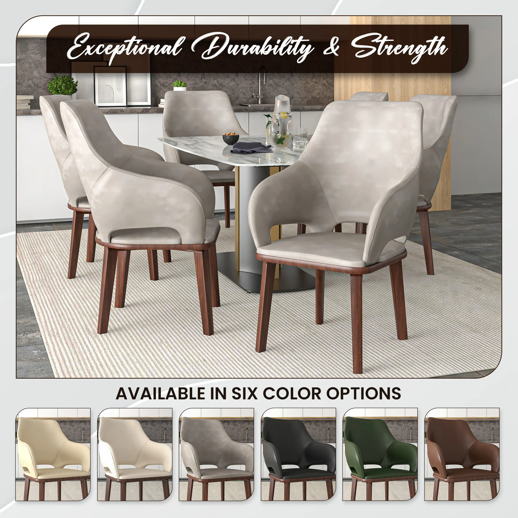 Vivara Collection Modern Dining Chair in Grey Set of 4