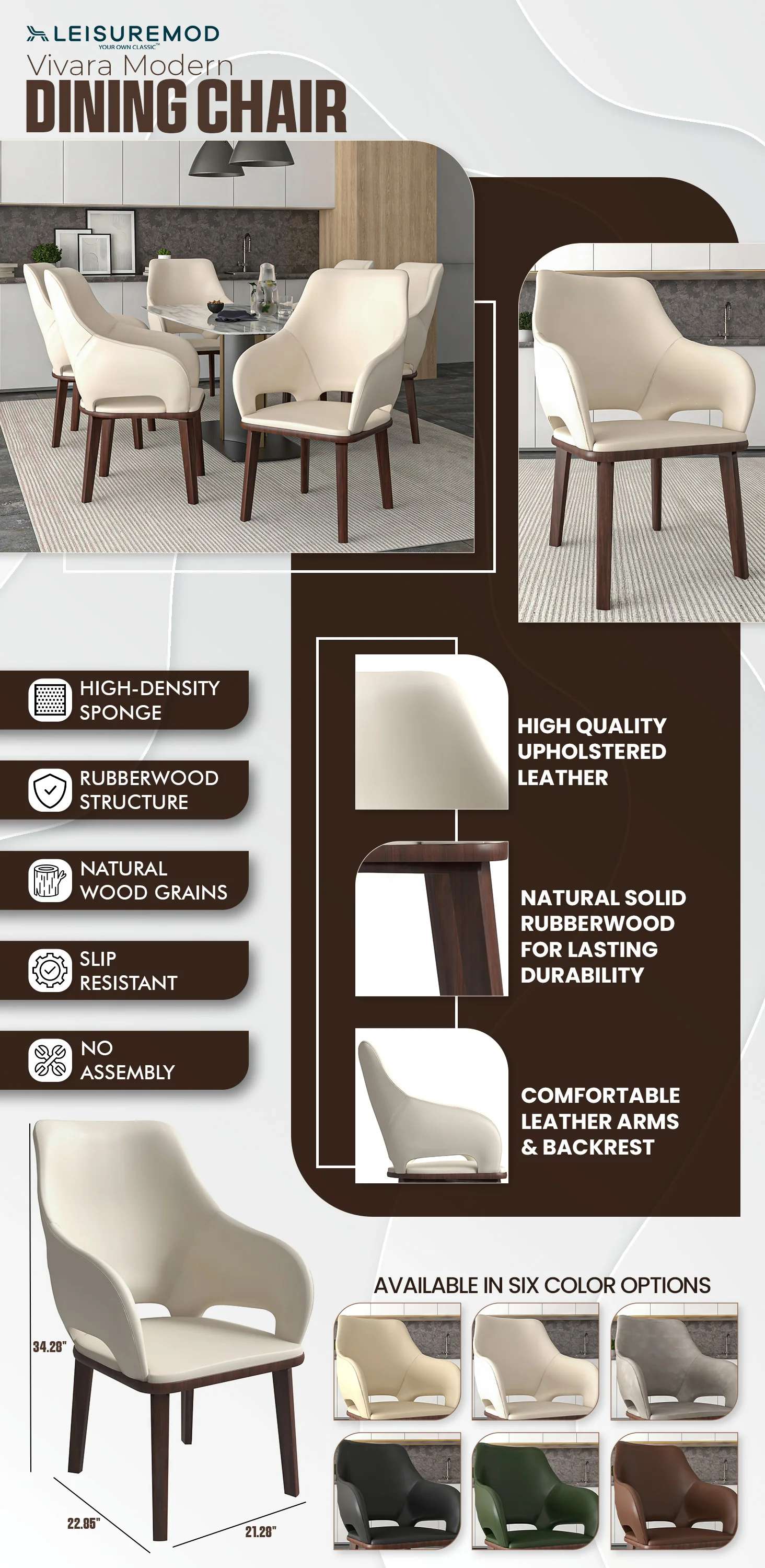 Vivara Collection Modern Dining Chair in Light Troupe