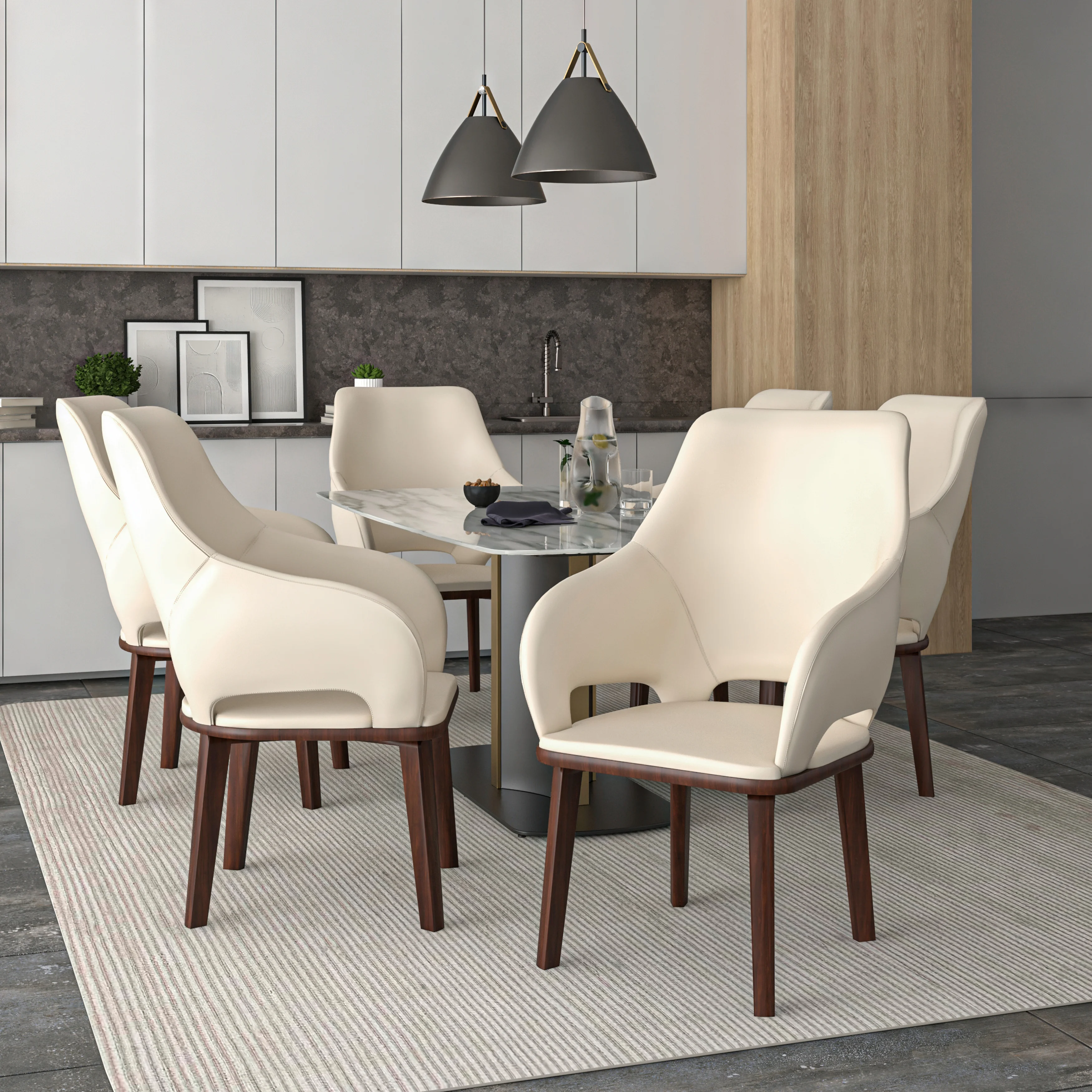 Vivara Collection Modern Dining Chair in Light Taupe Set of 2
