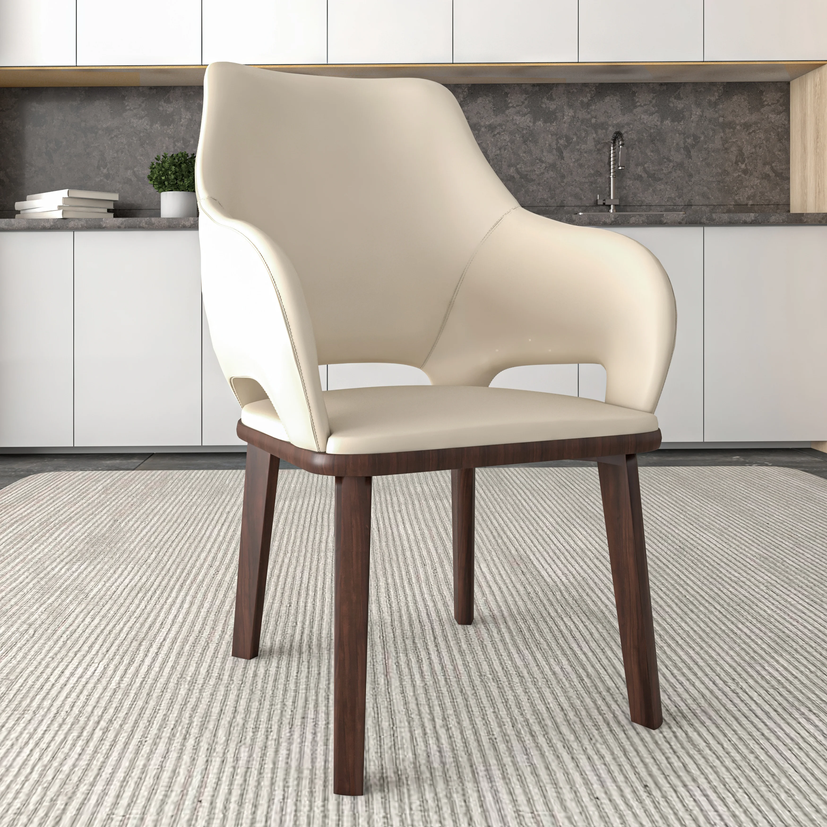 Vivara Collection Modern Dining Chair in Light Taupe Set of 2