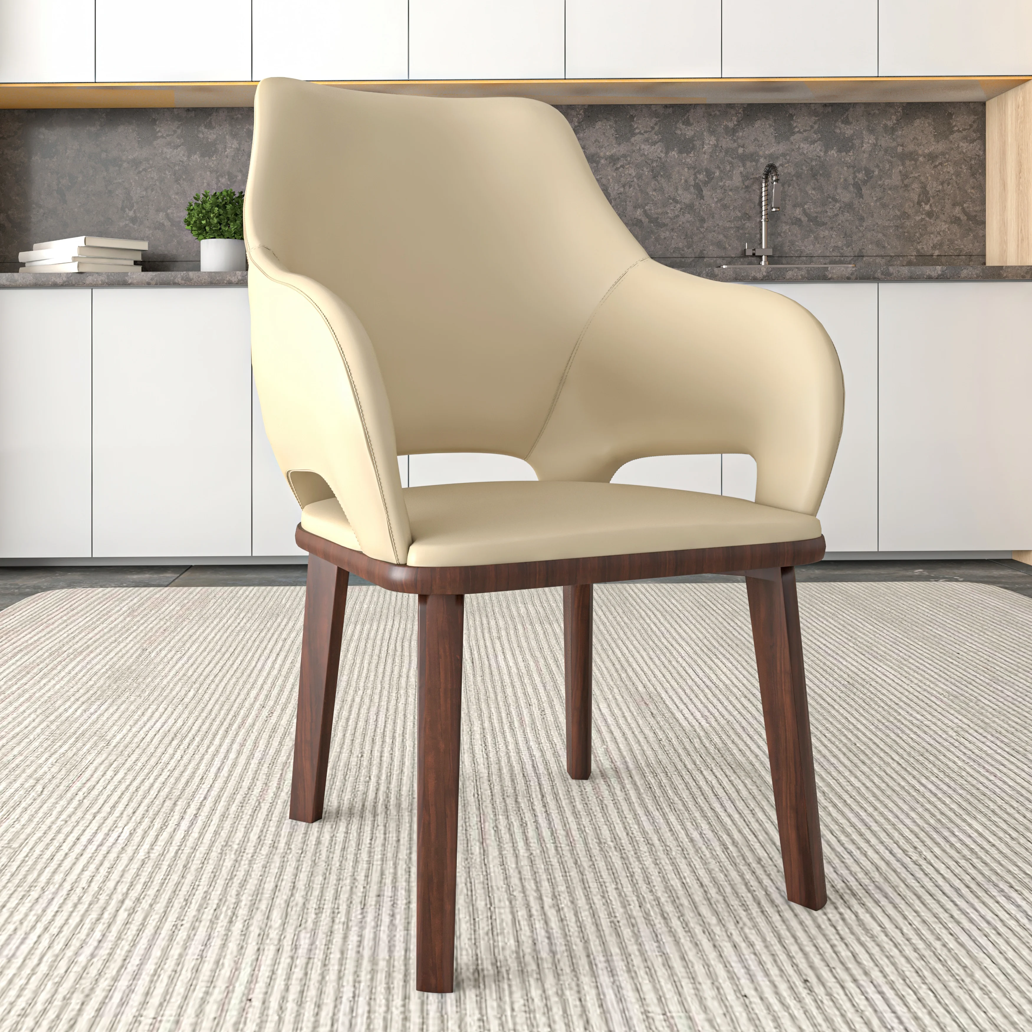Vivara Collection Modern Dining Chair in Off White