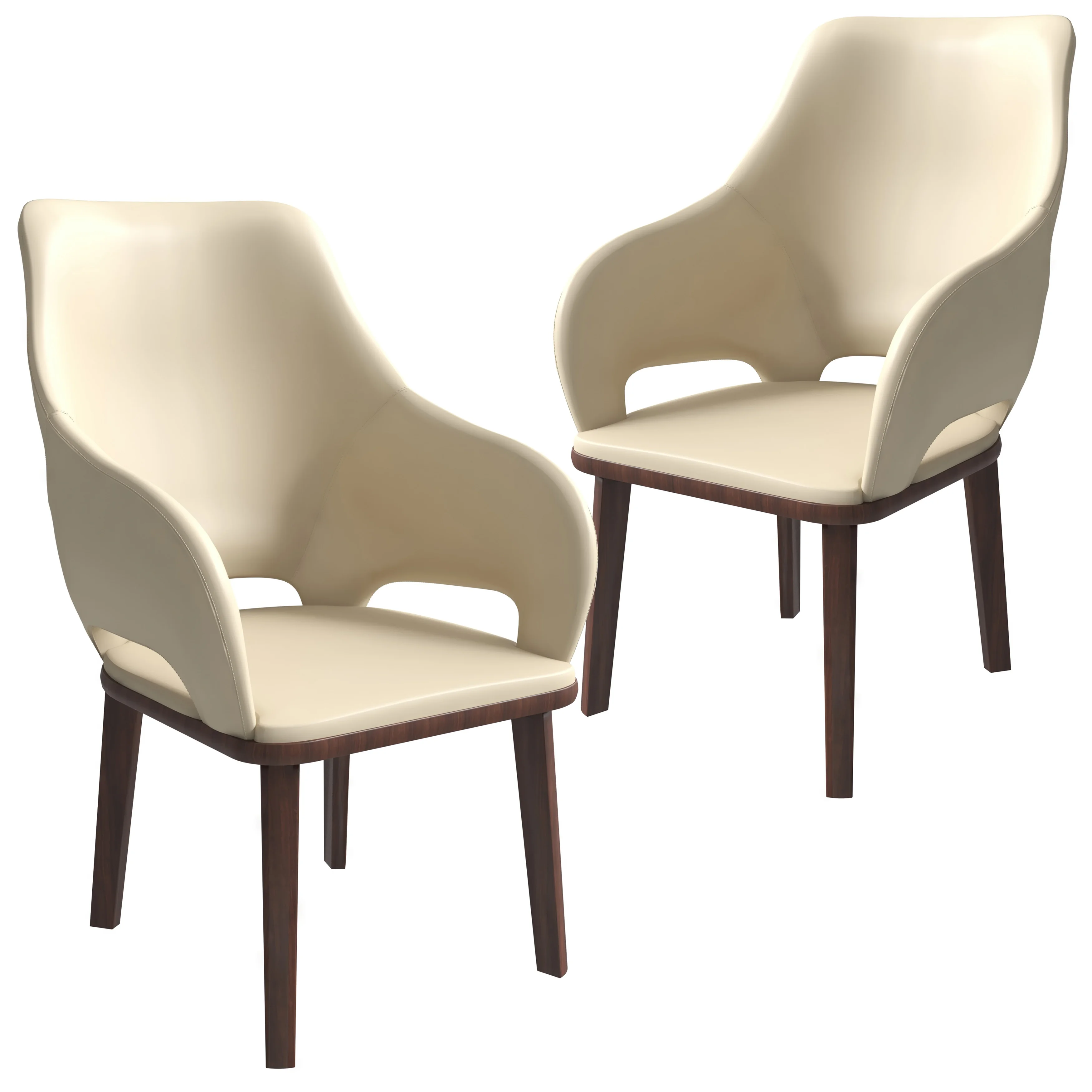 Vivara Collection Modern Dining Chair in Off White Set of 2