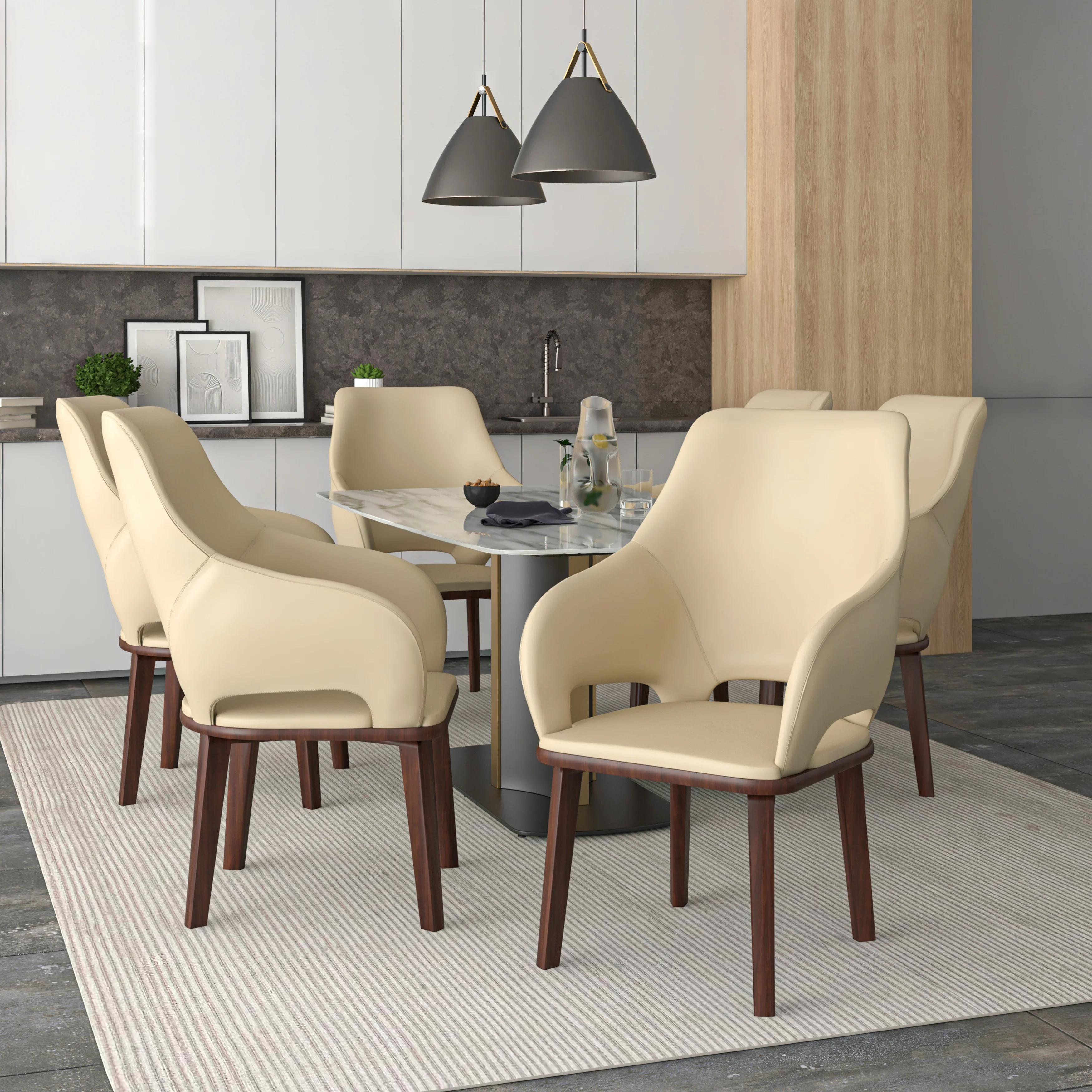 Vivara Collection Modern Dining Chair in Off White Set of 4