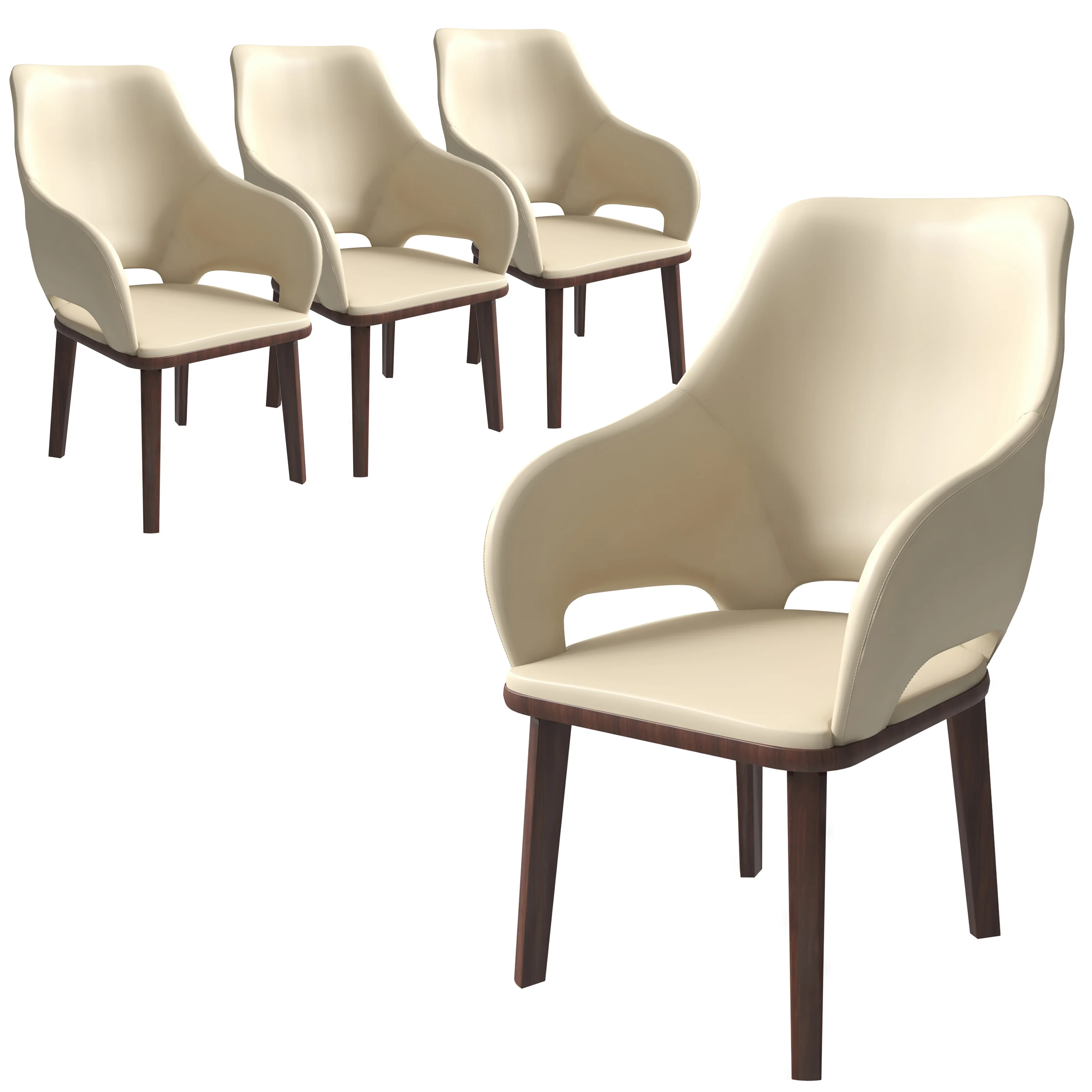 Vivara Collection Modern Dining Chair in Off White Set of 4