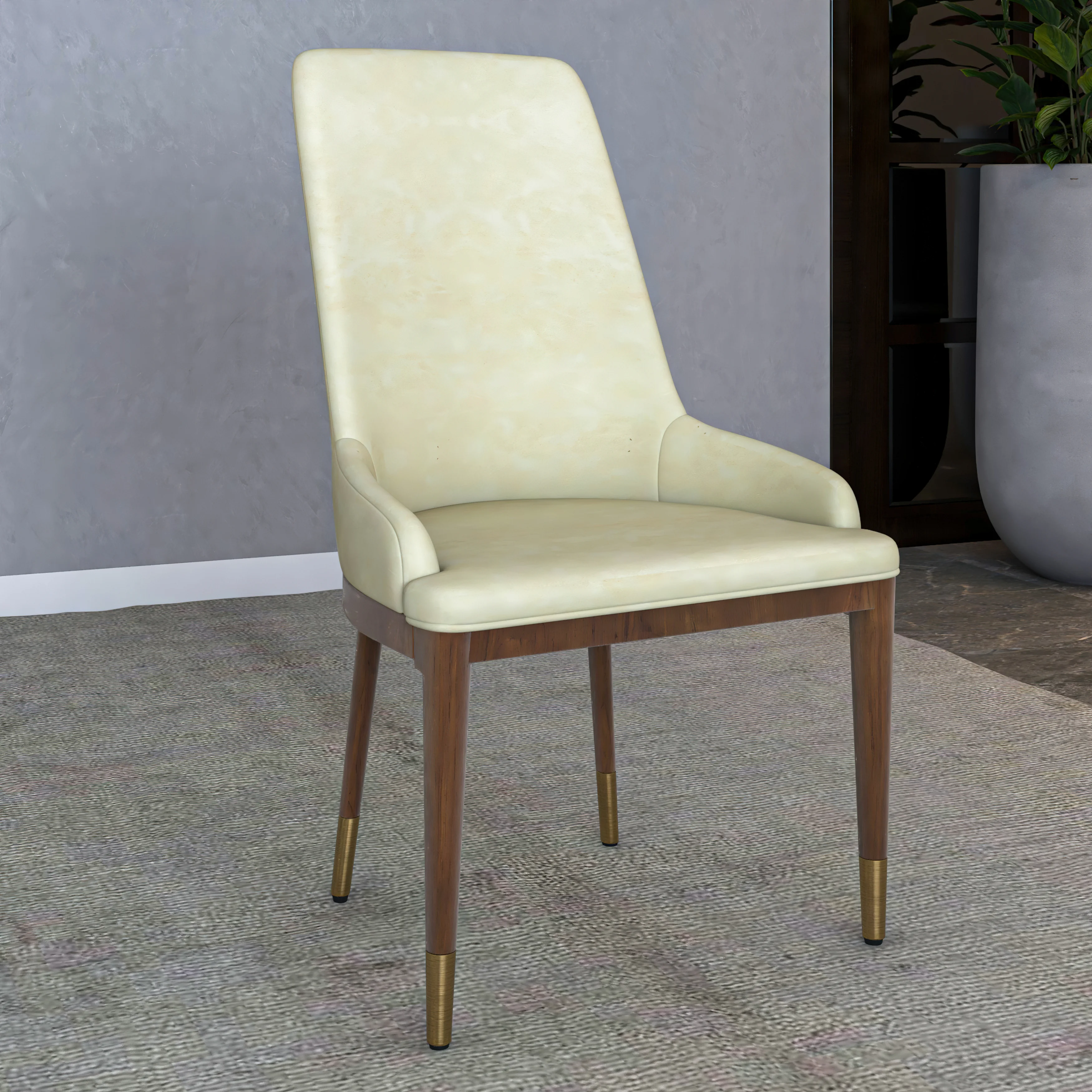 Viva Collection Modern Wooden Dining Chair in Cream