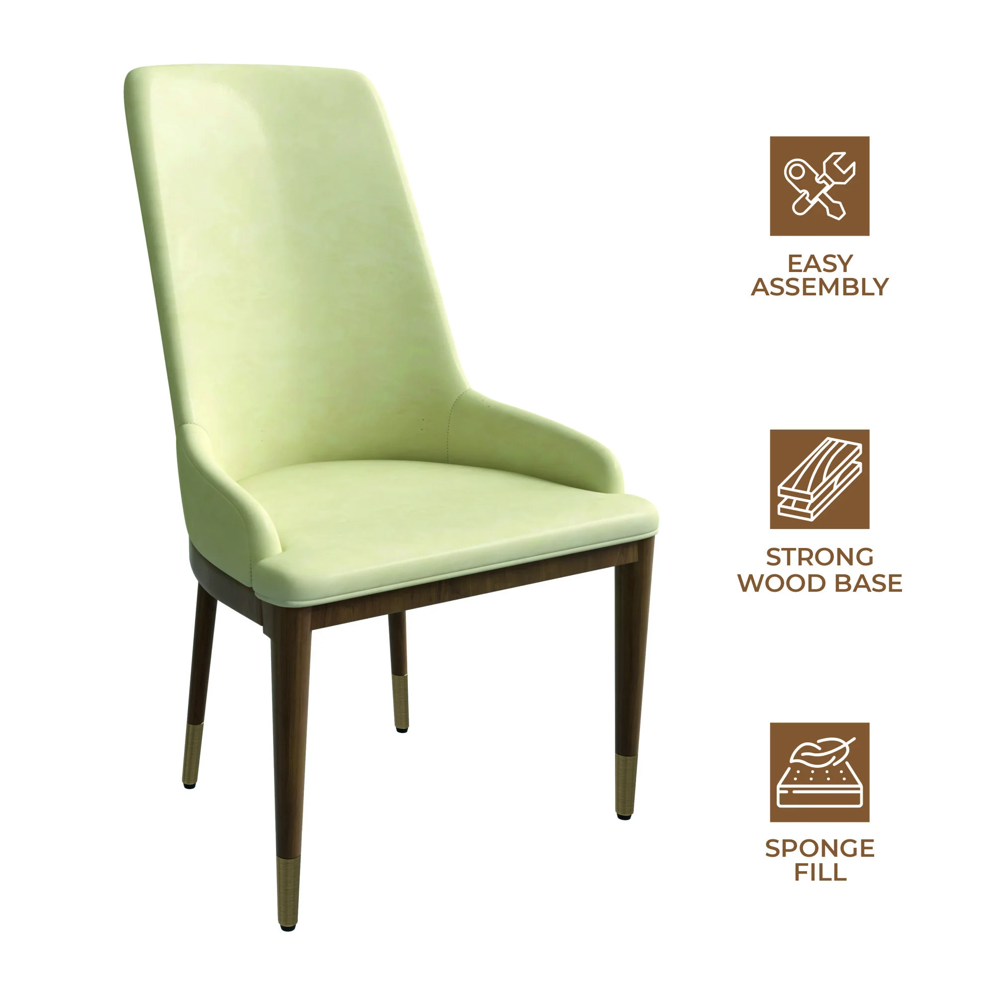 Viva Collection Modern Wooden Dining Chair in Cream