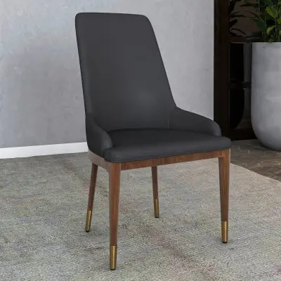 Viva Collection Modern Wooden Dining Chair in Dark Grey Set of 2