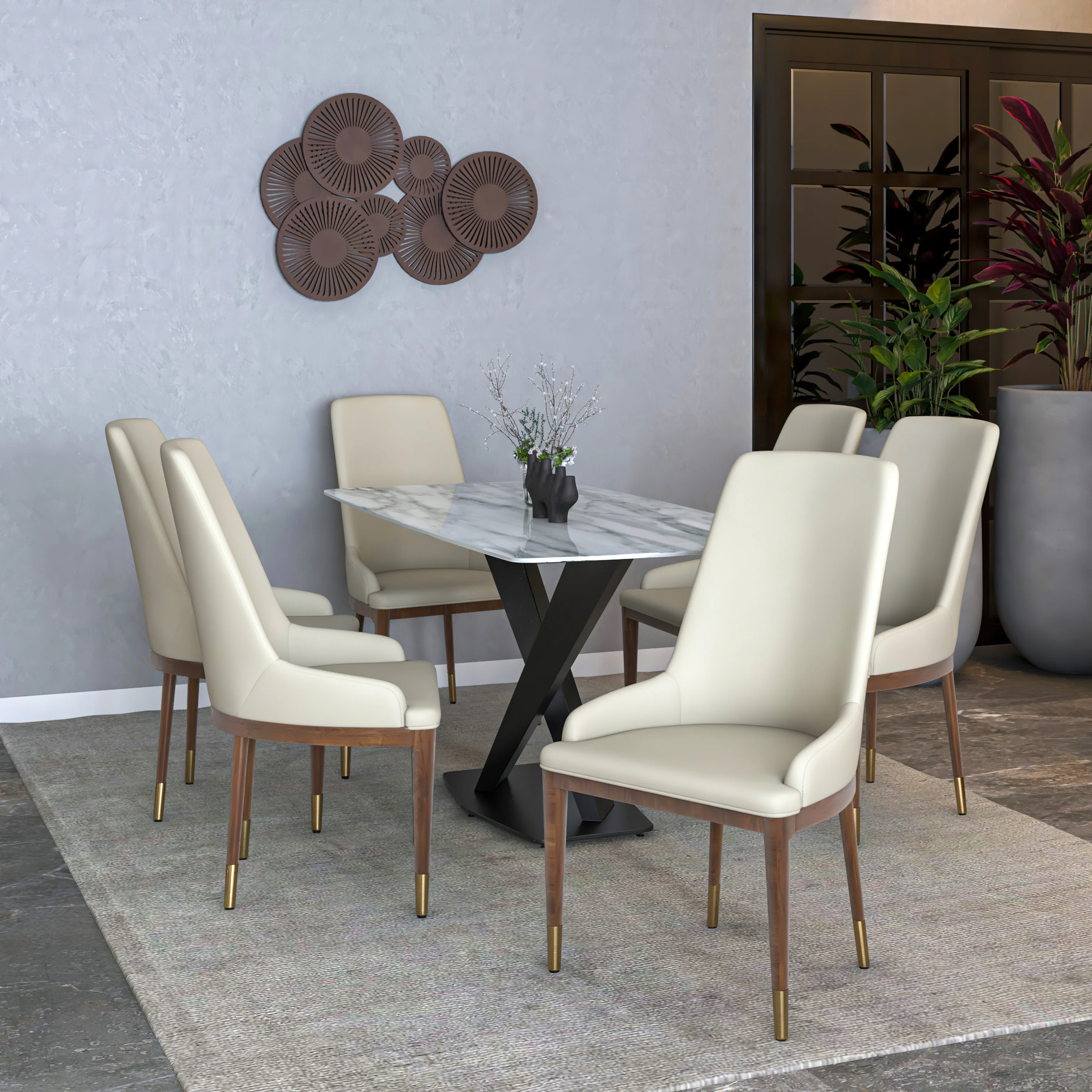 Viva Collection Modern Wooden Dining Chair in Toupe Set of 4
