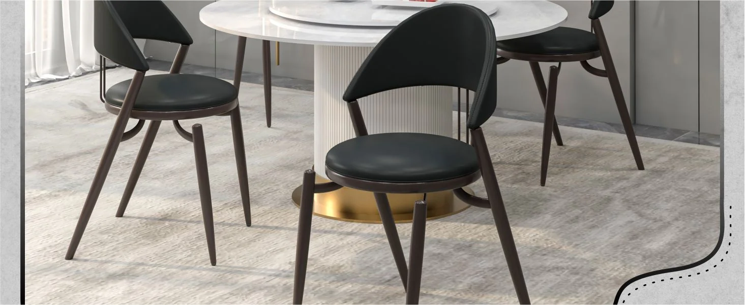 Venice Collection Modern Dining Chair In Black set of 2 in Black