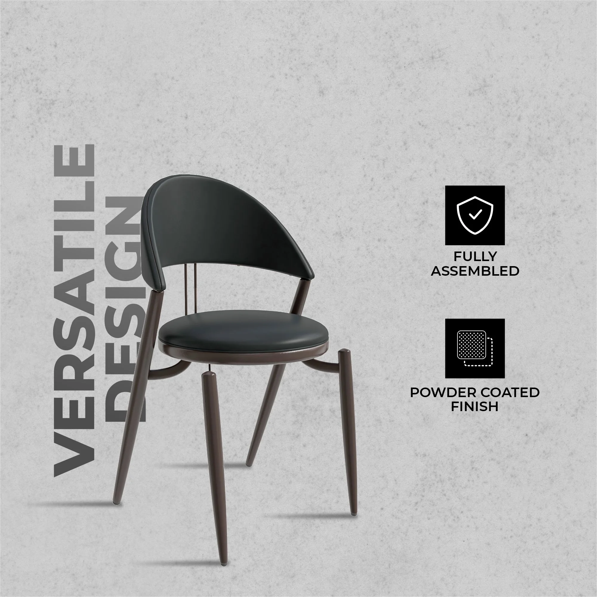 Venice Collection Modern Dining Chair In Black set of 2 in Black