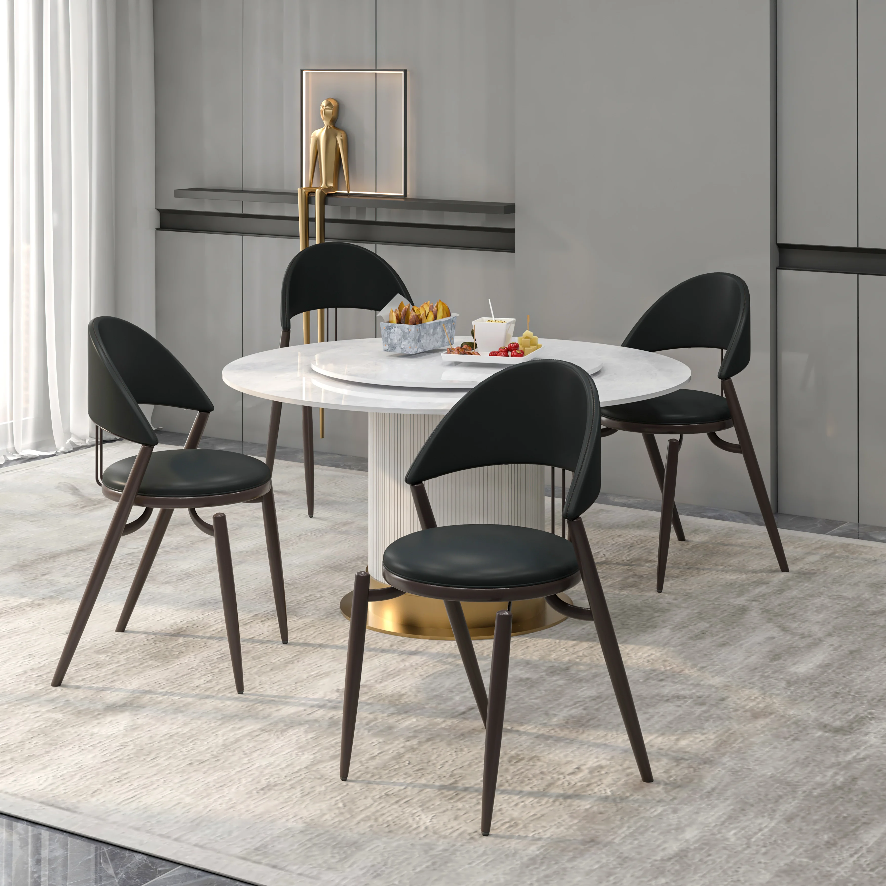 Venice Collection Modern Dining Chair In Black set of 4 in Black