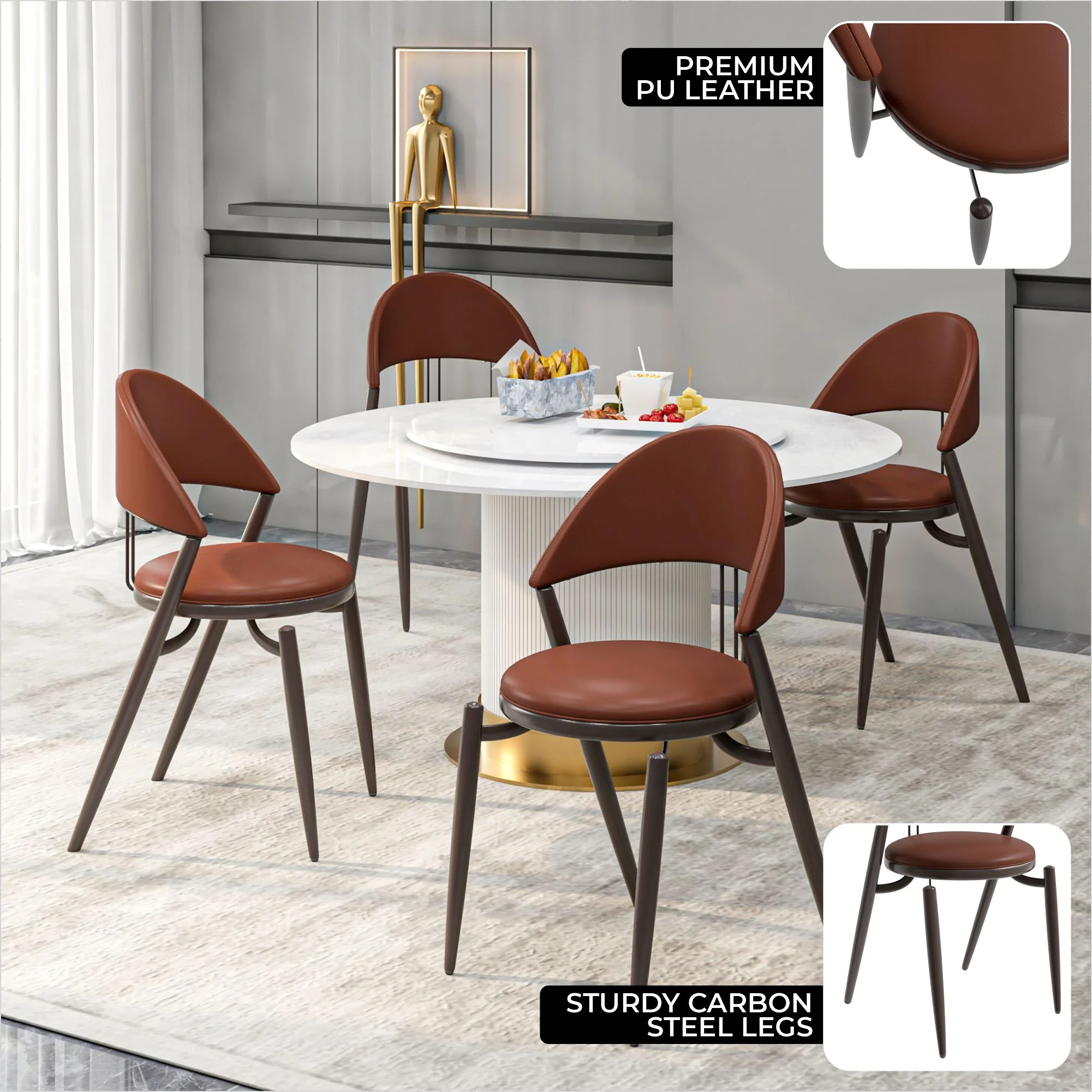 Venice Collection Modern Dining Chair In Black set of 2 in Dark Brown