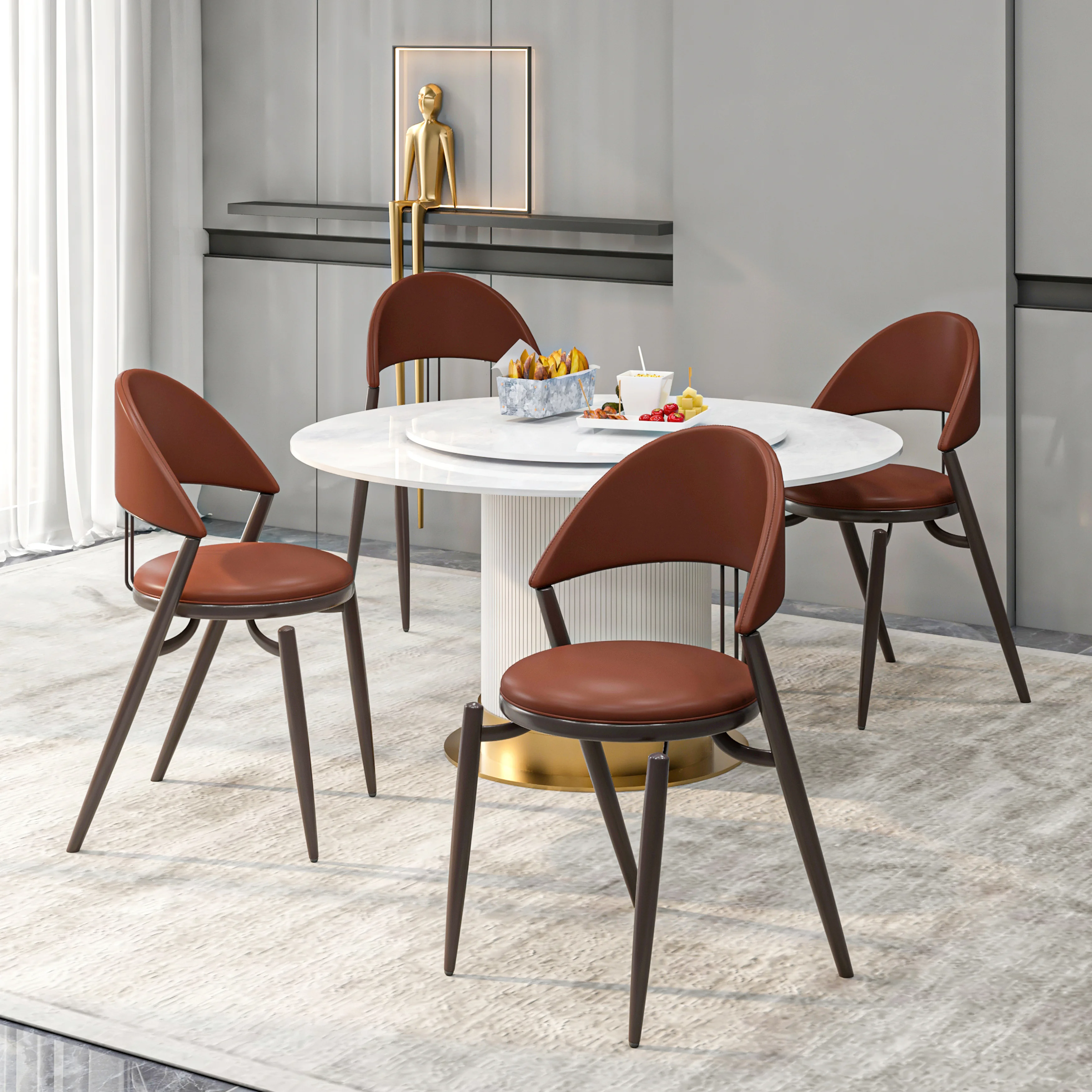 Venice Collection Modern Dining Chair In Black set of 4 in Dark Brown