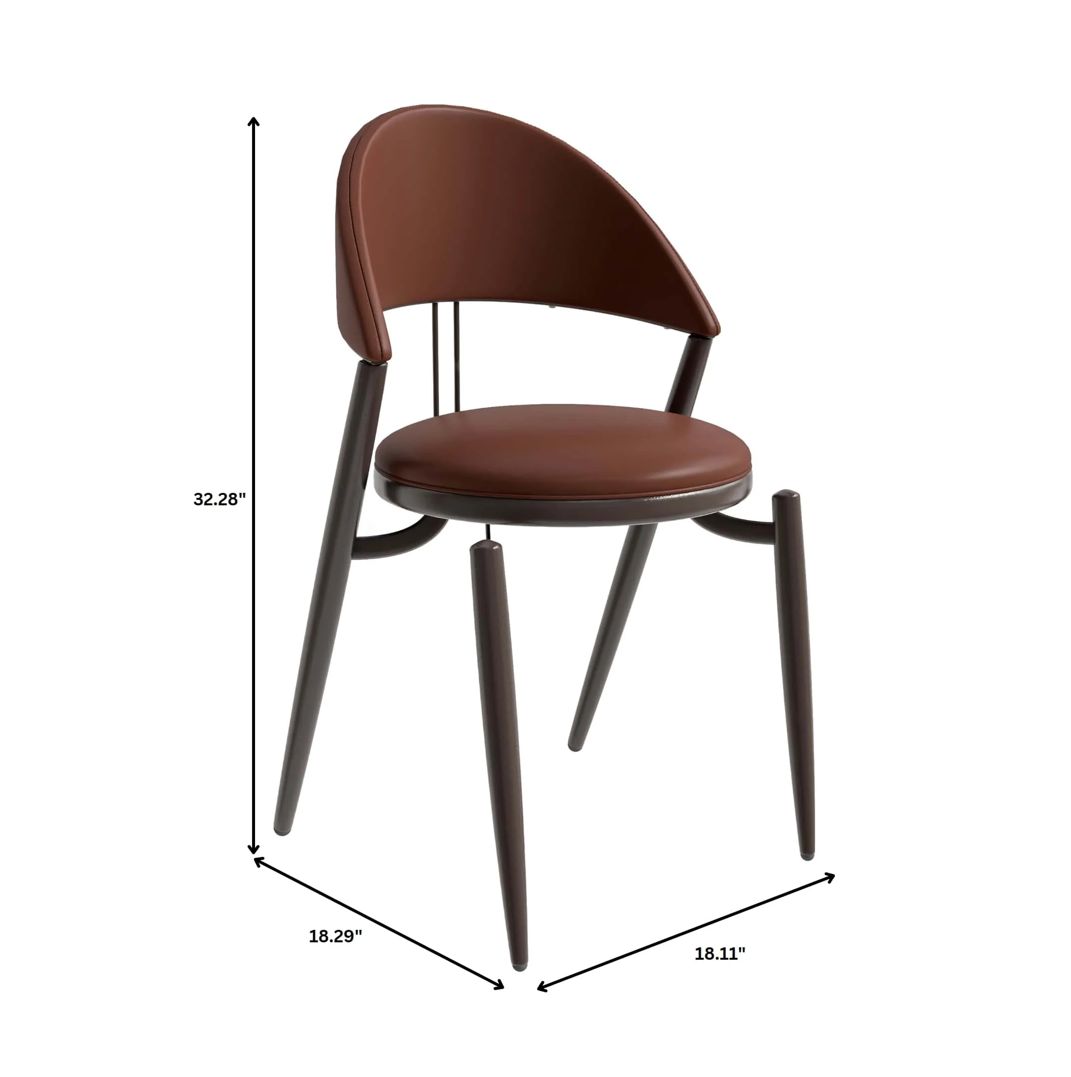 Venice Collection Modern Dining Chair In Black set of 4 in Dark Brown