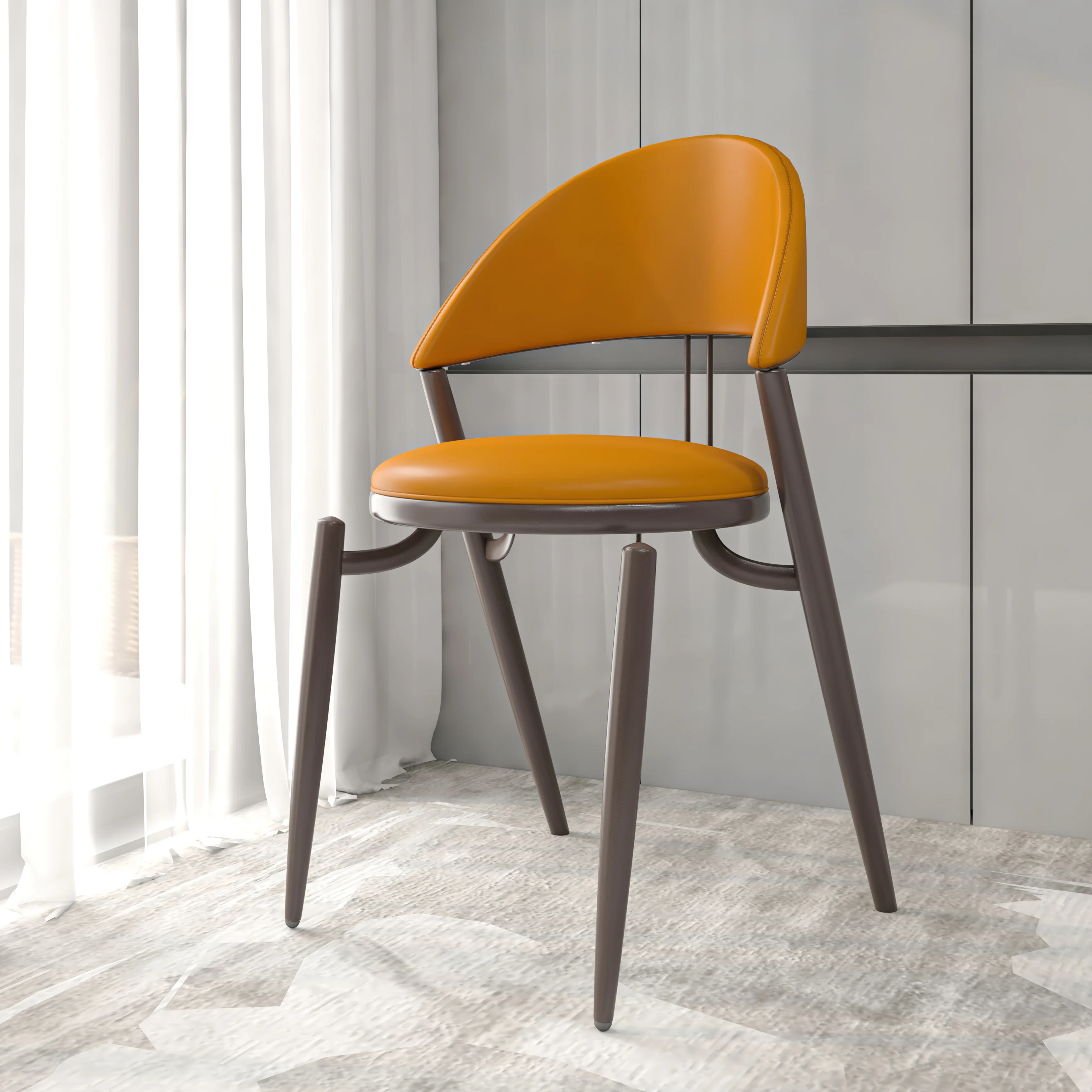 Venice Collection Modern Dining Chair In Black set of 4 in Light Brown