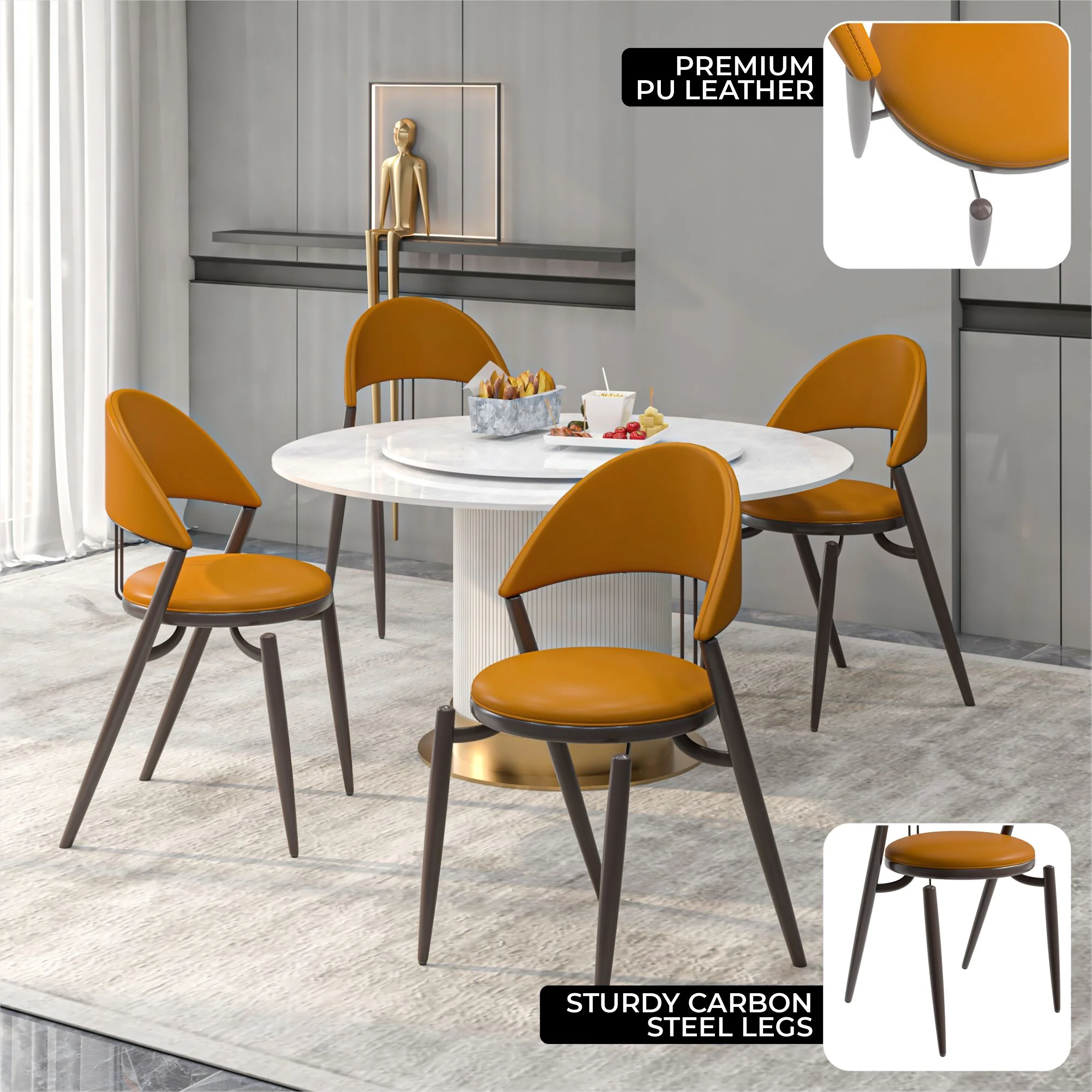Venice Collection Modern Dining Chair In Black set of 4 in Light Brown