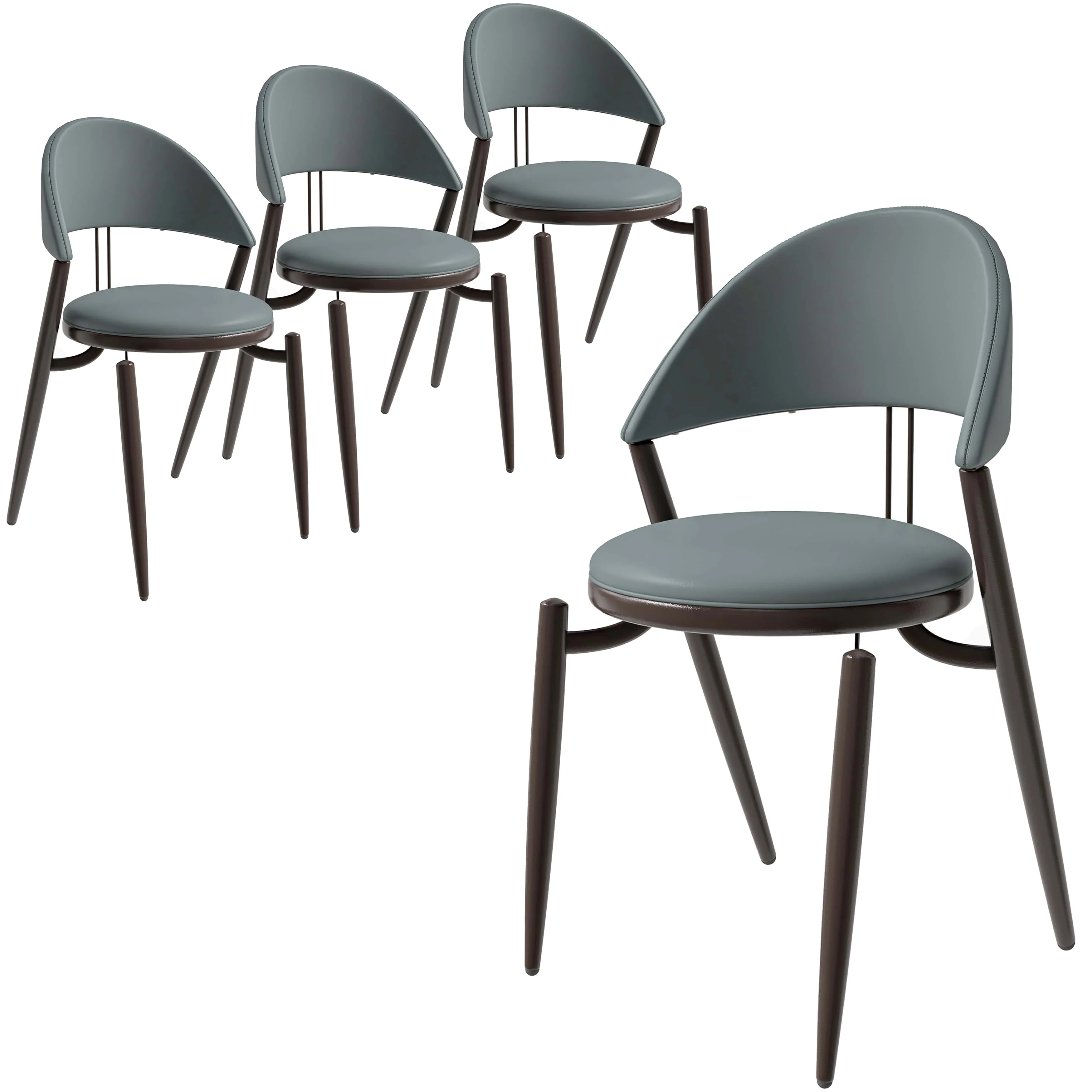 Venice Collection Modern Dining Chair In Black set of 4 in Light Grey