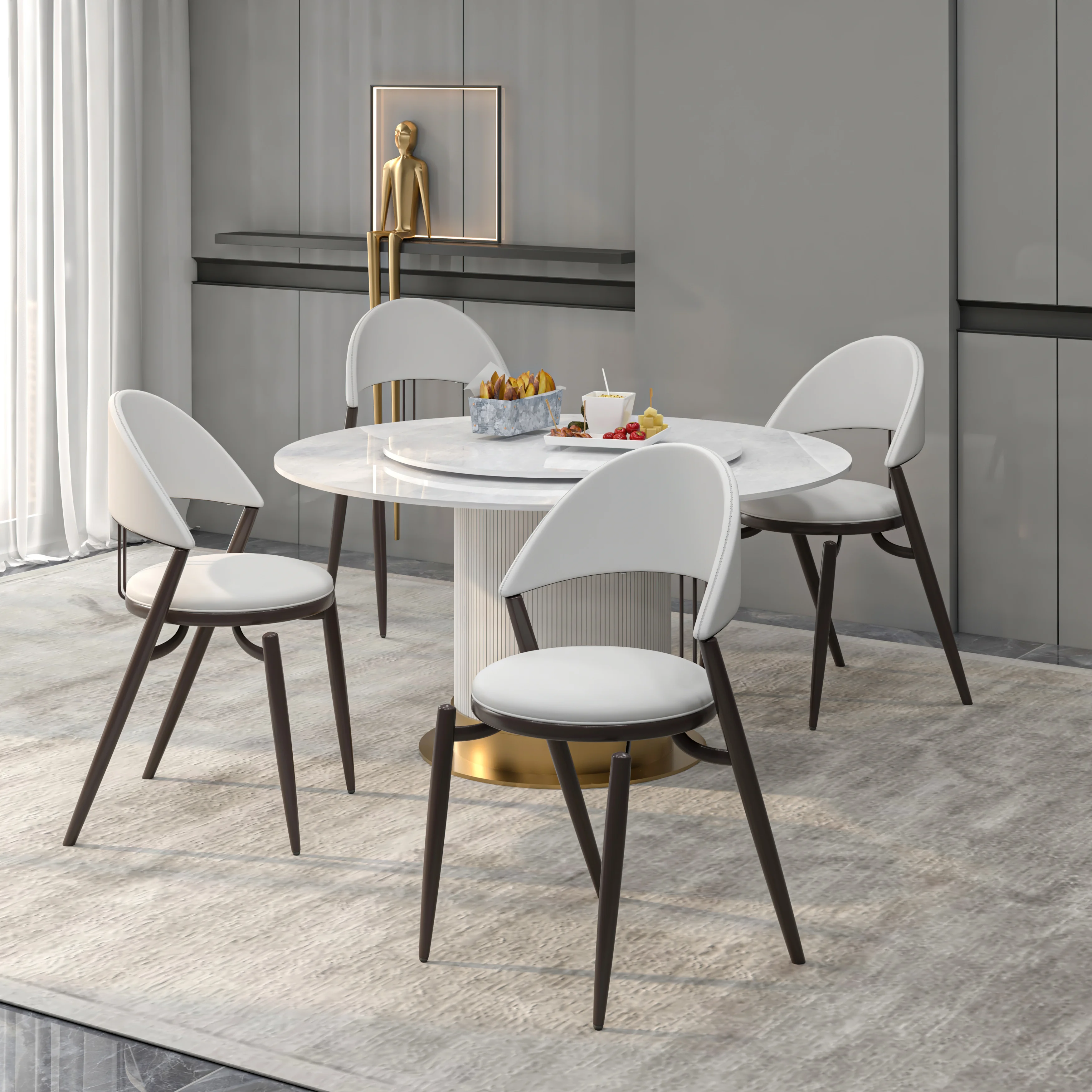 Venice Collection Modern Dining Chair In White