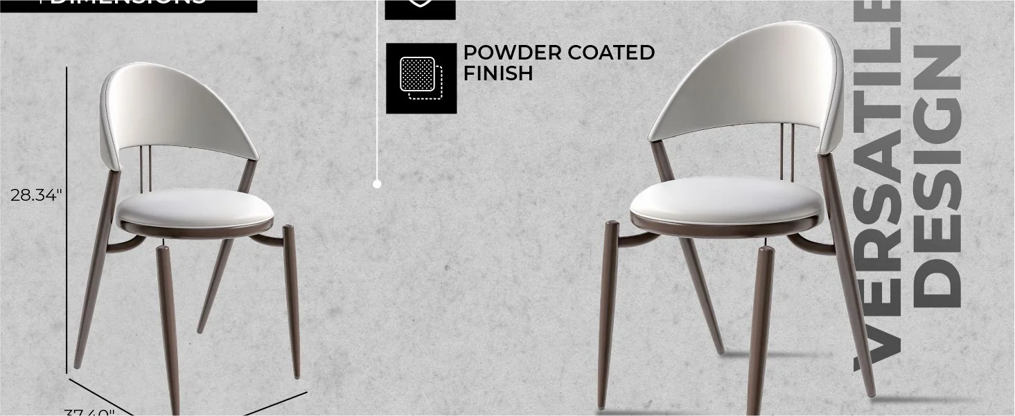 Venice Collection Modern Dining Chair In Black set of 2 in White