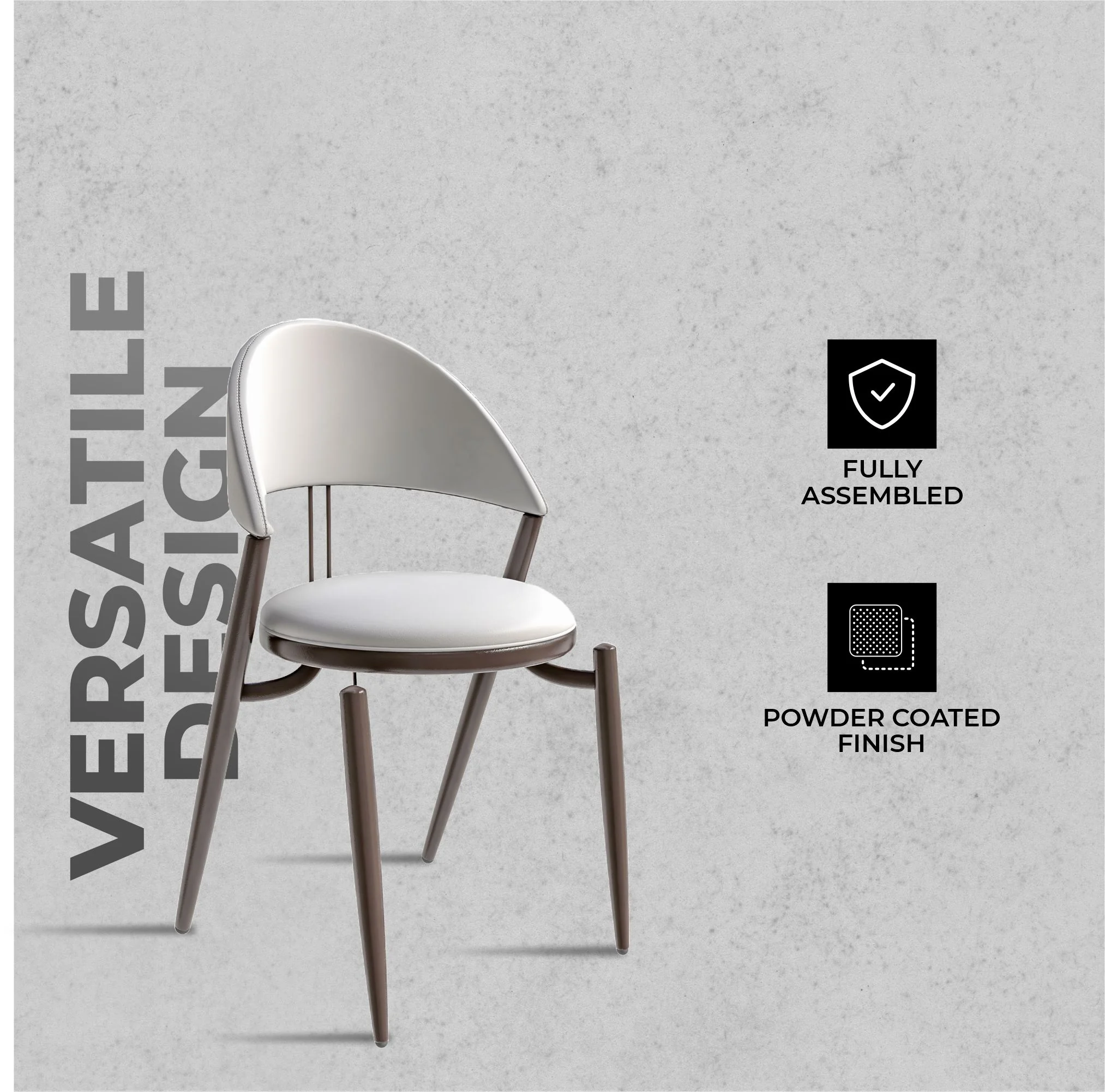 Venice Collection Modern Dining Chair In Black set of 2 in White