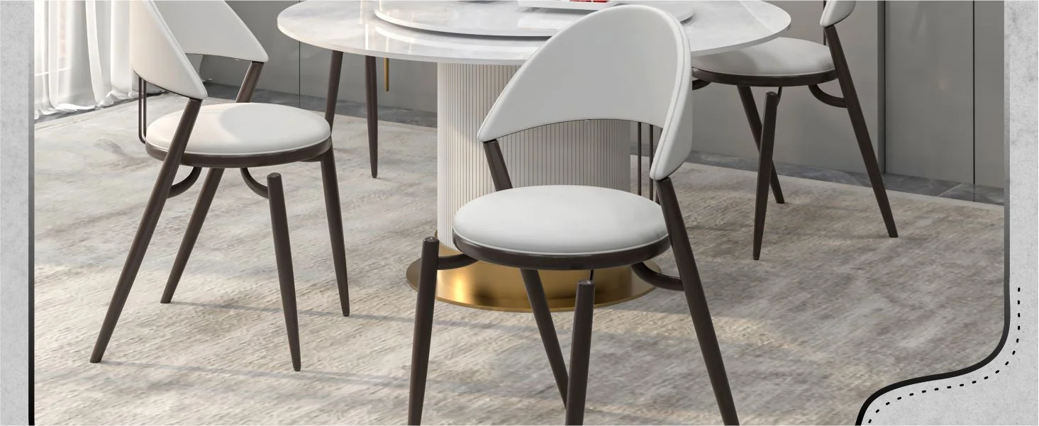 Venice Collection Modern Dining Chair In Black set of 4 in White