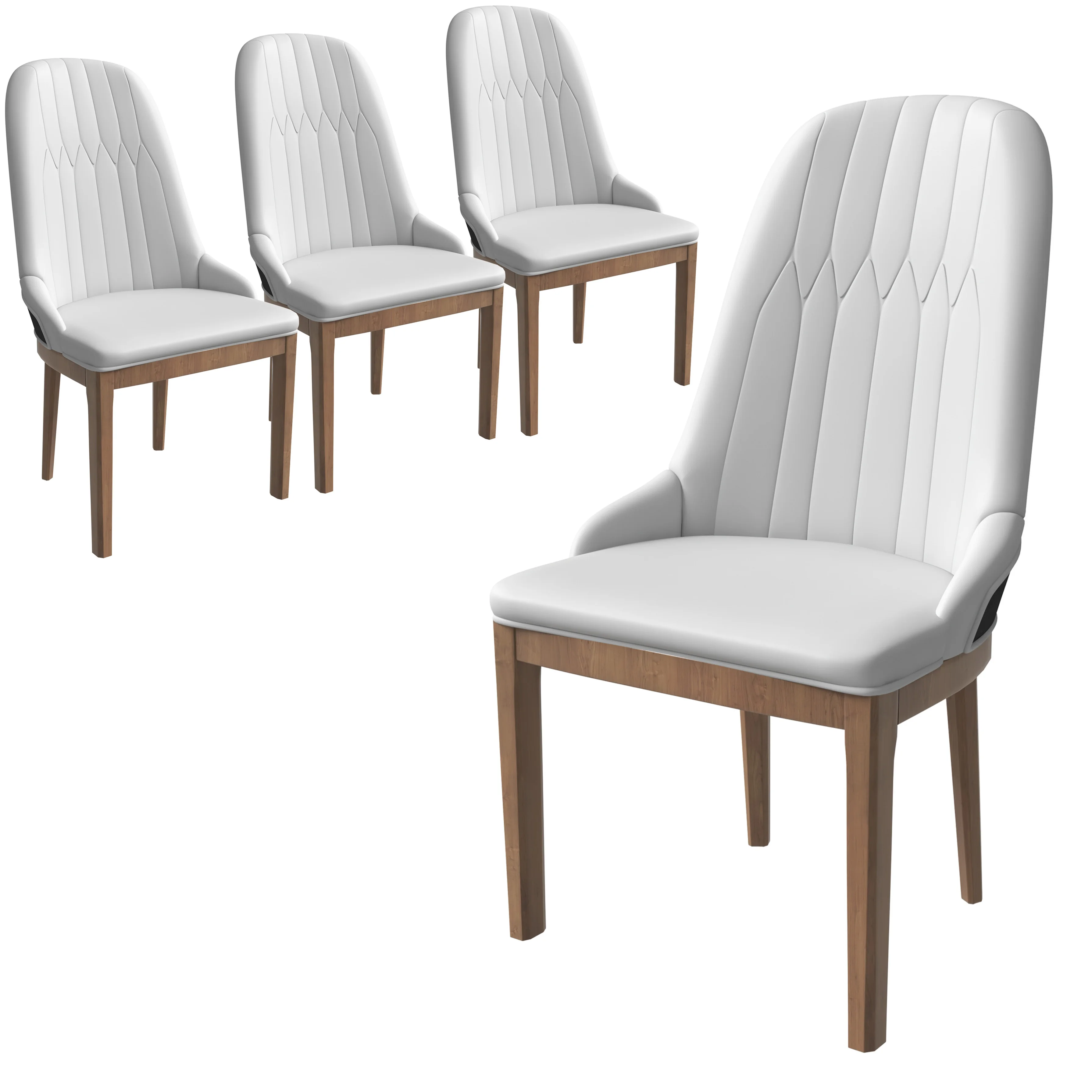 Verisma Collection Modern Wooden Dining Chair in Black Fabric with Light Grey Front Set of 4