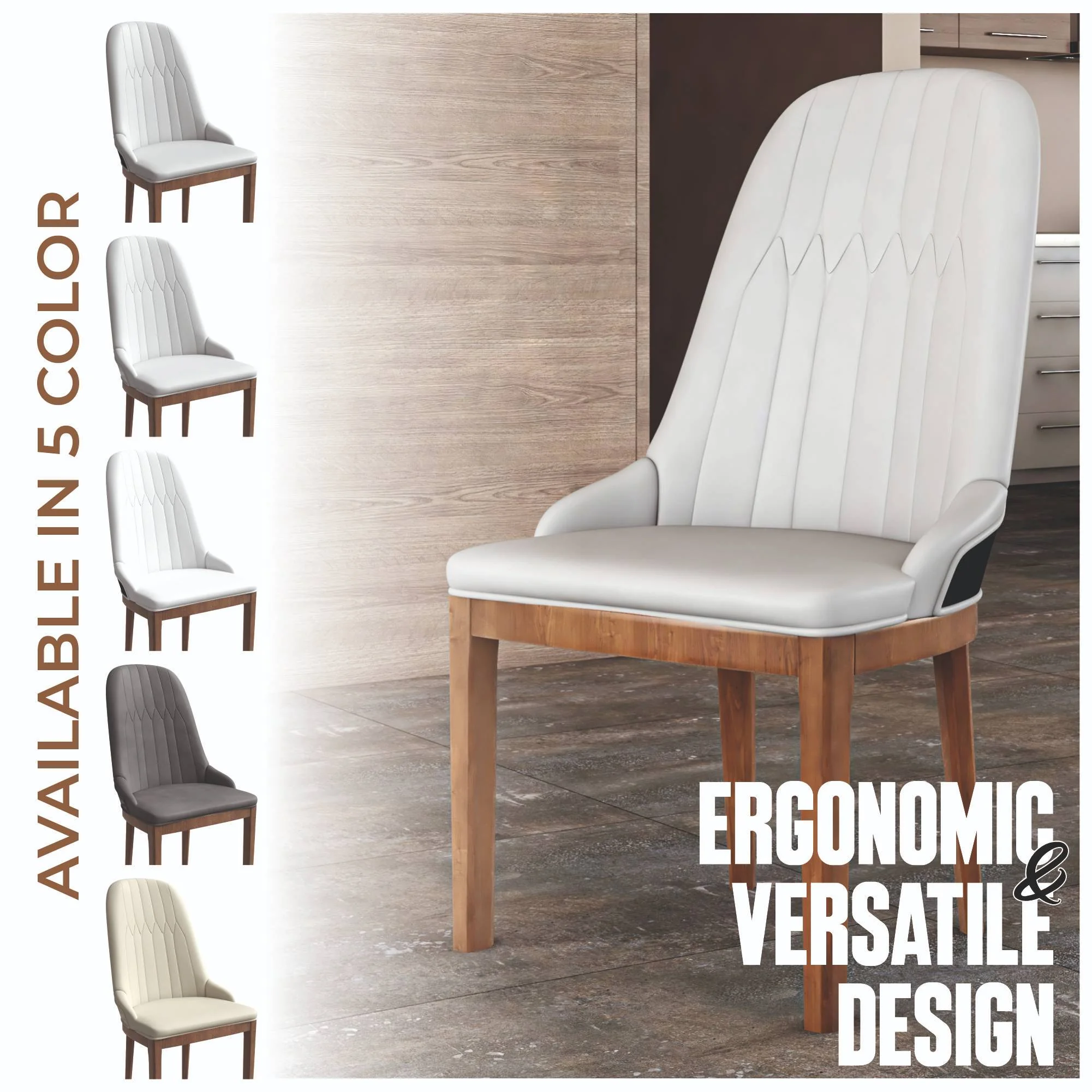 Verisma Collection Modern Wooden Dining Chair in Black Fabric with White Front Set of 4