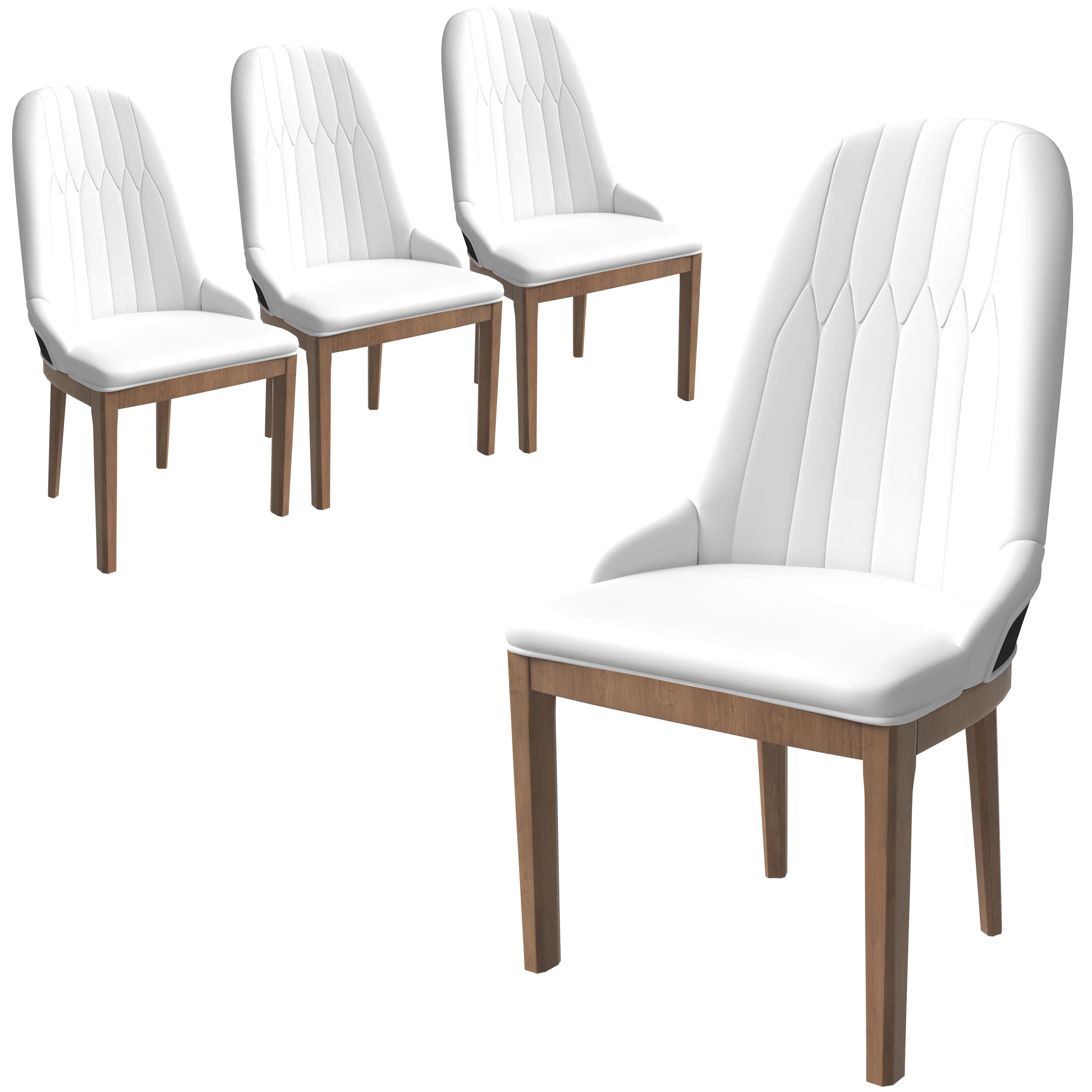 Verisma Collection Modern Wooden Dining Chair in Black Fabric with White Front Set of 4