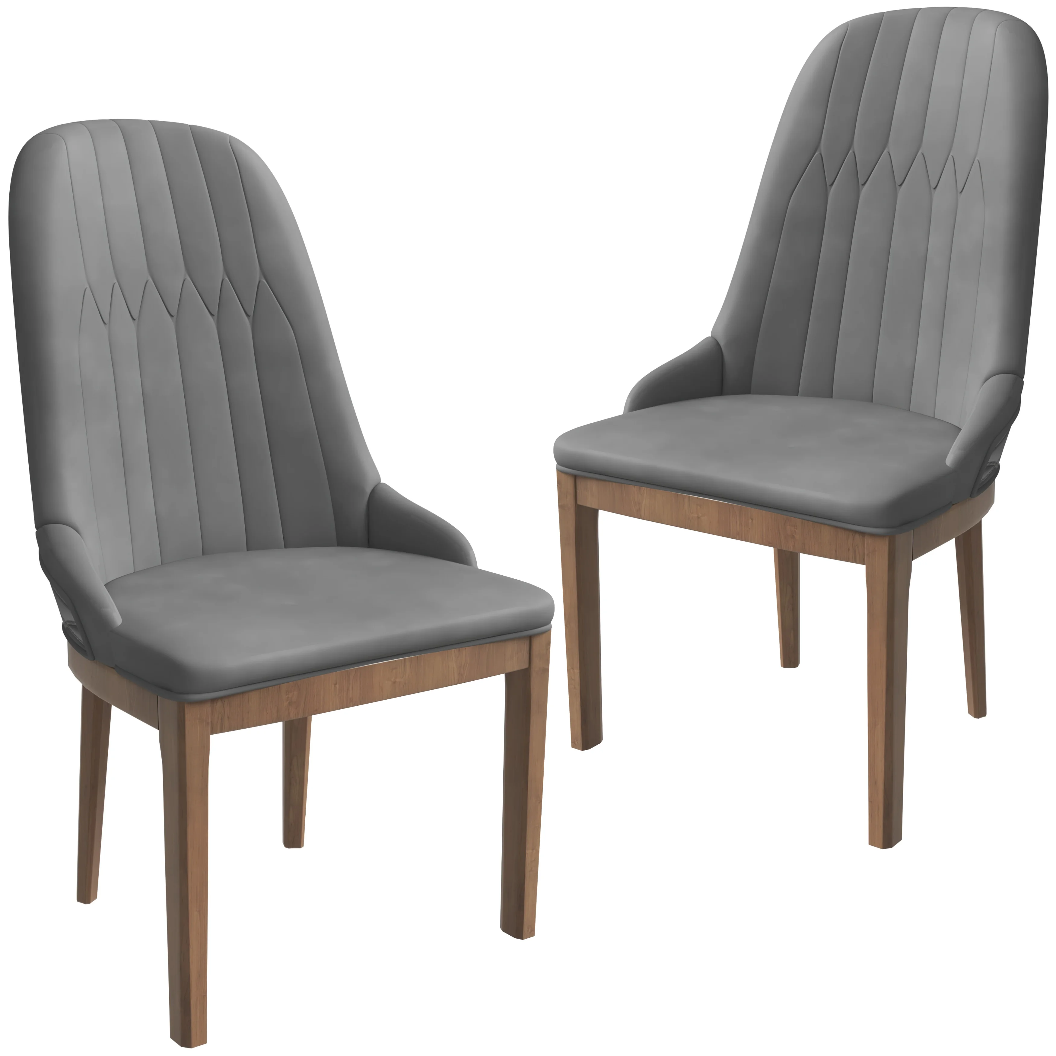Verisma Collection Modern Wooden Dining Chair in Grey Set of 2