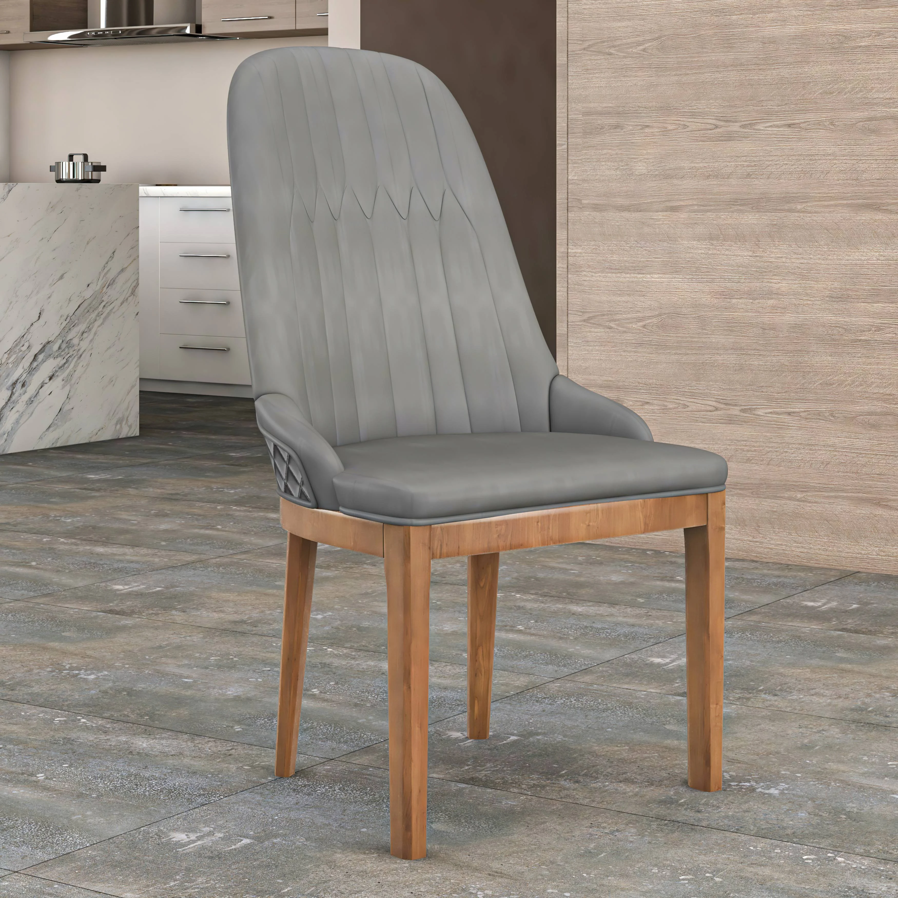 Verisma Collection Modern Wooden Dining Chair in Grey Set of 4