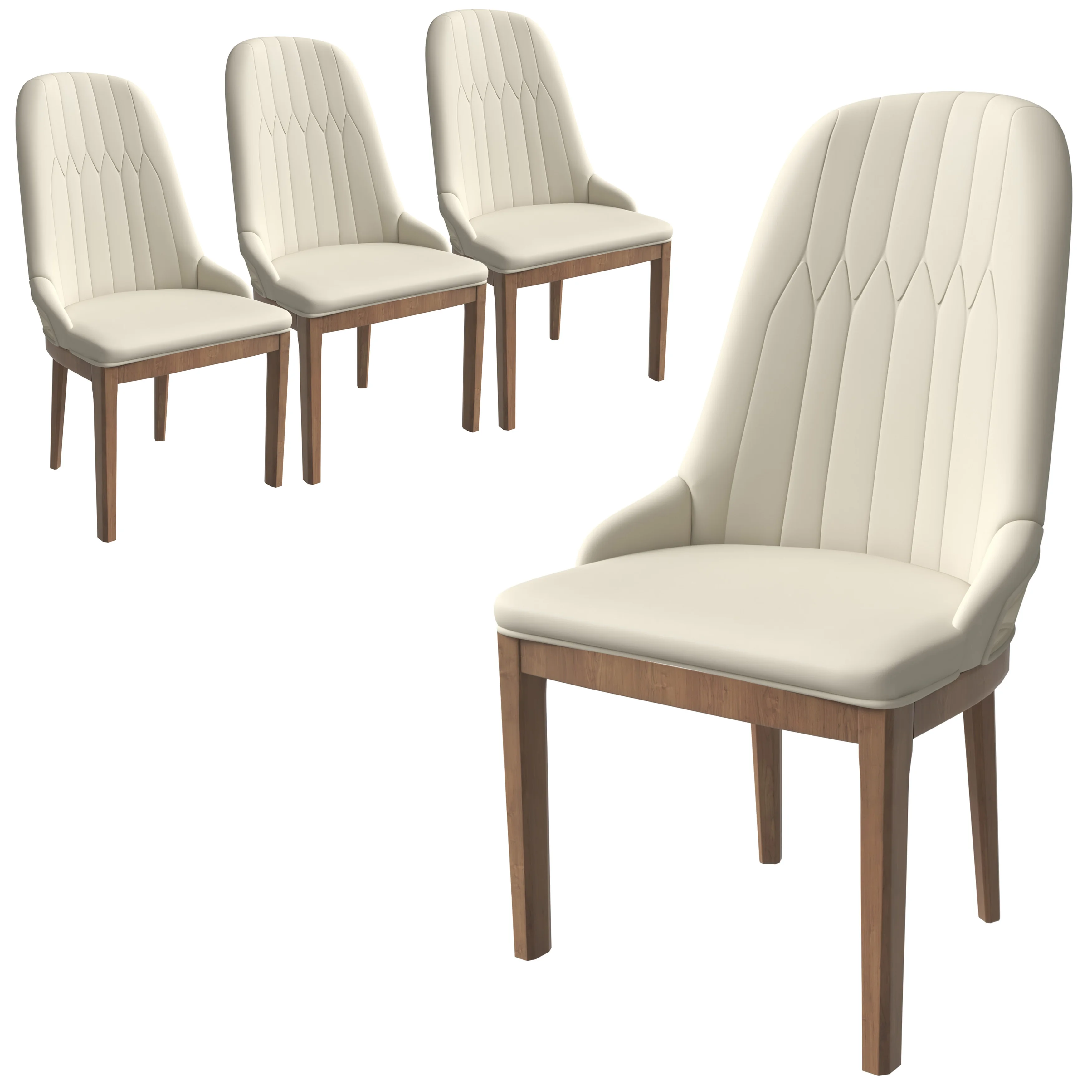 Verisma Collection Modern Wooden Dining Chair in Light Toupe Set of 4