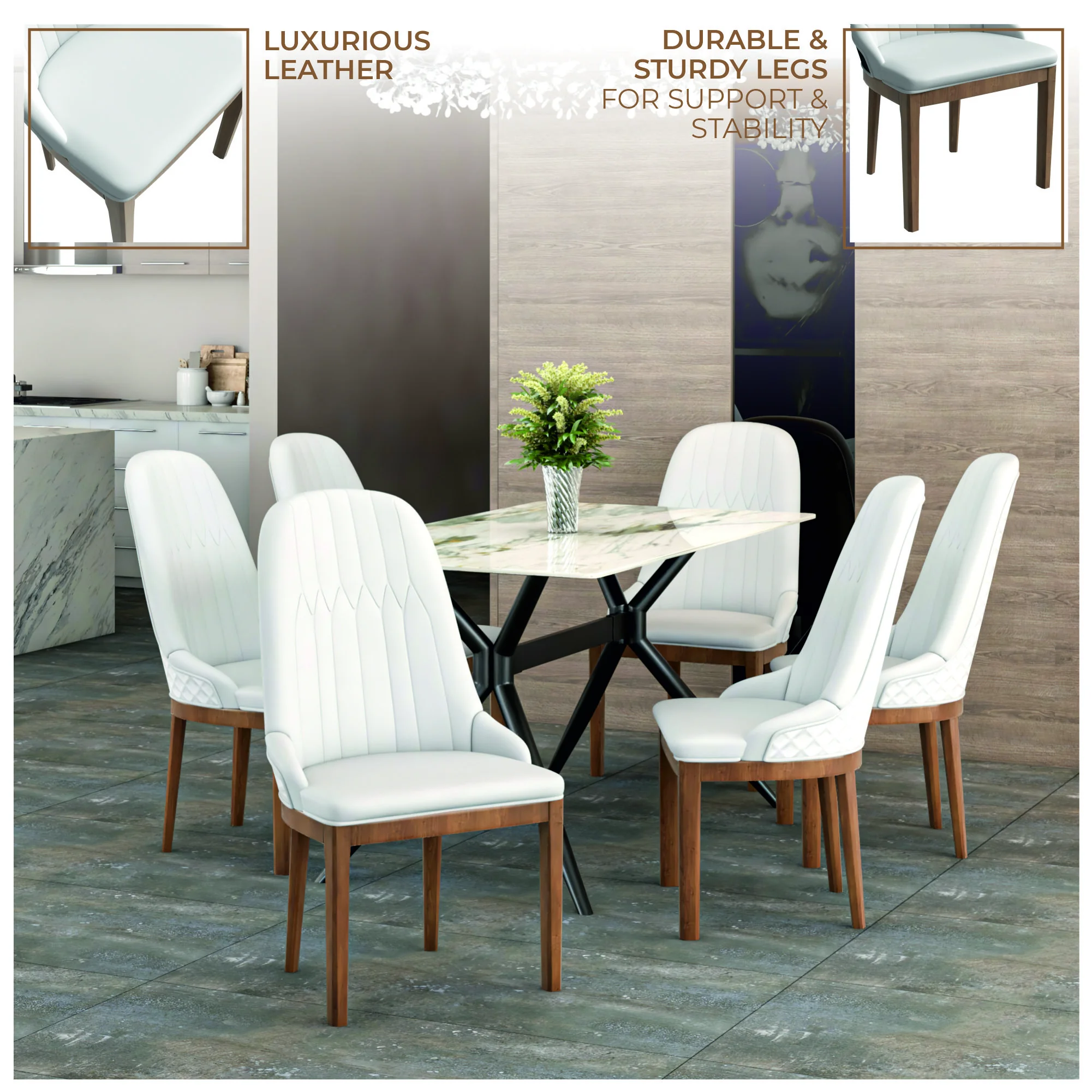 Verisma Collection Modern Wooden Dining Chair in White