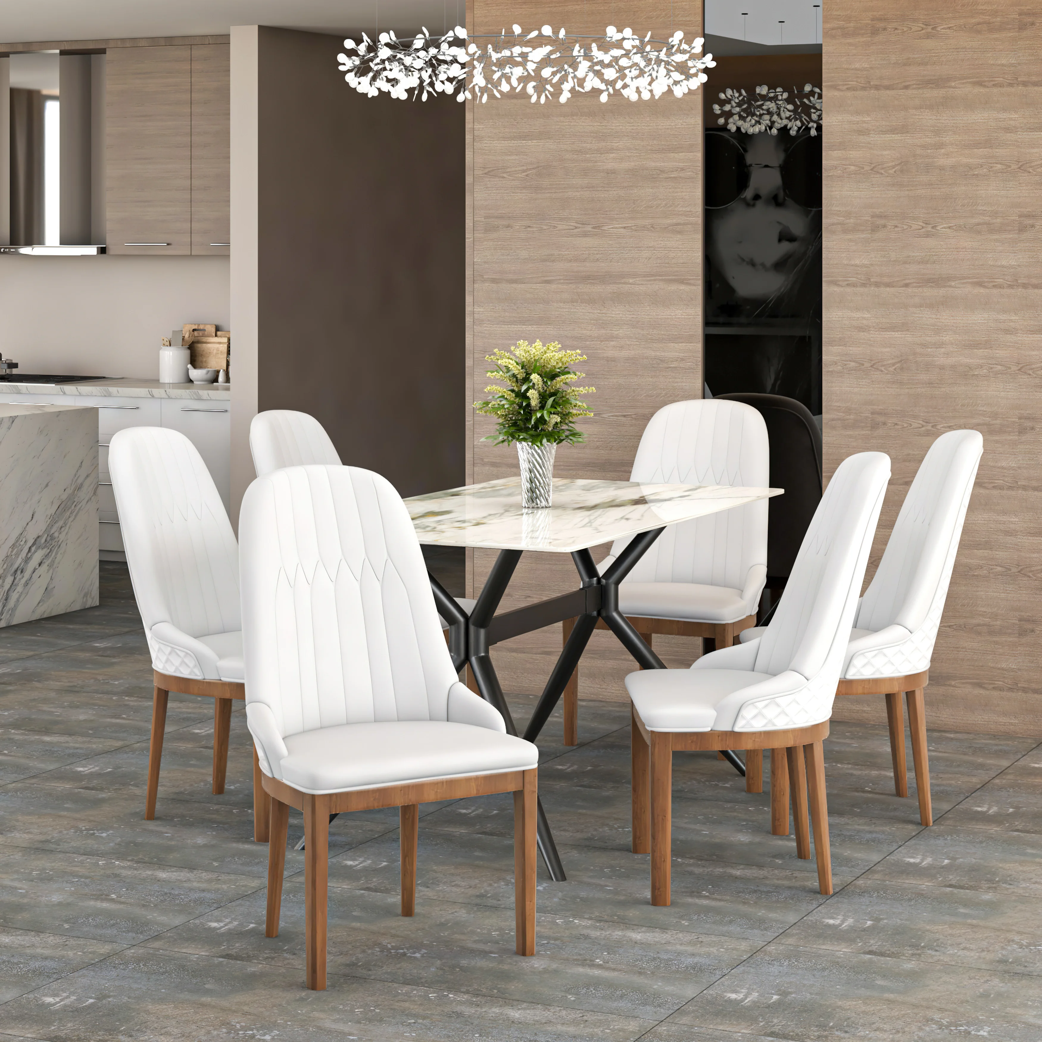 Verisma Collection Modern Wooden Dining Chair in White